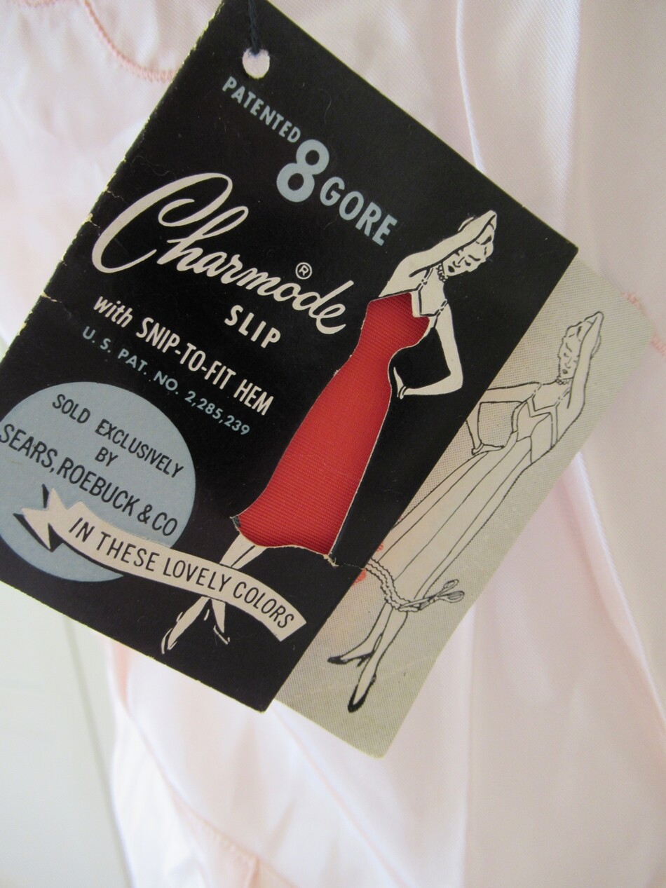 NOS Vintage NEW Pink Sears Charmode Snip-To-Fit Hem Slip RARE