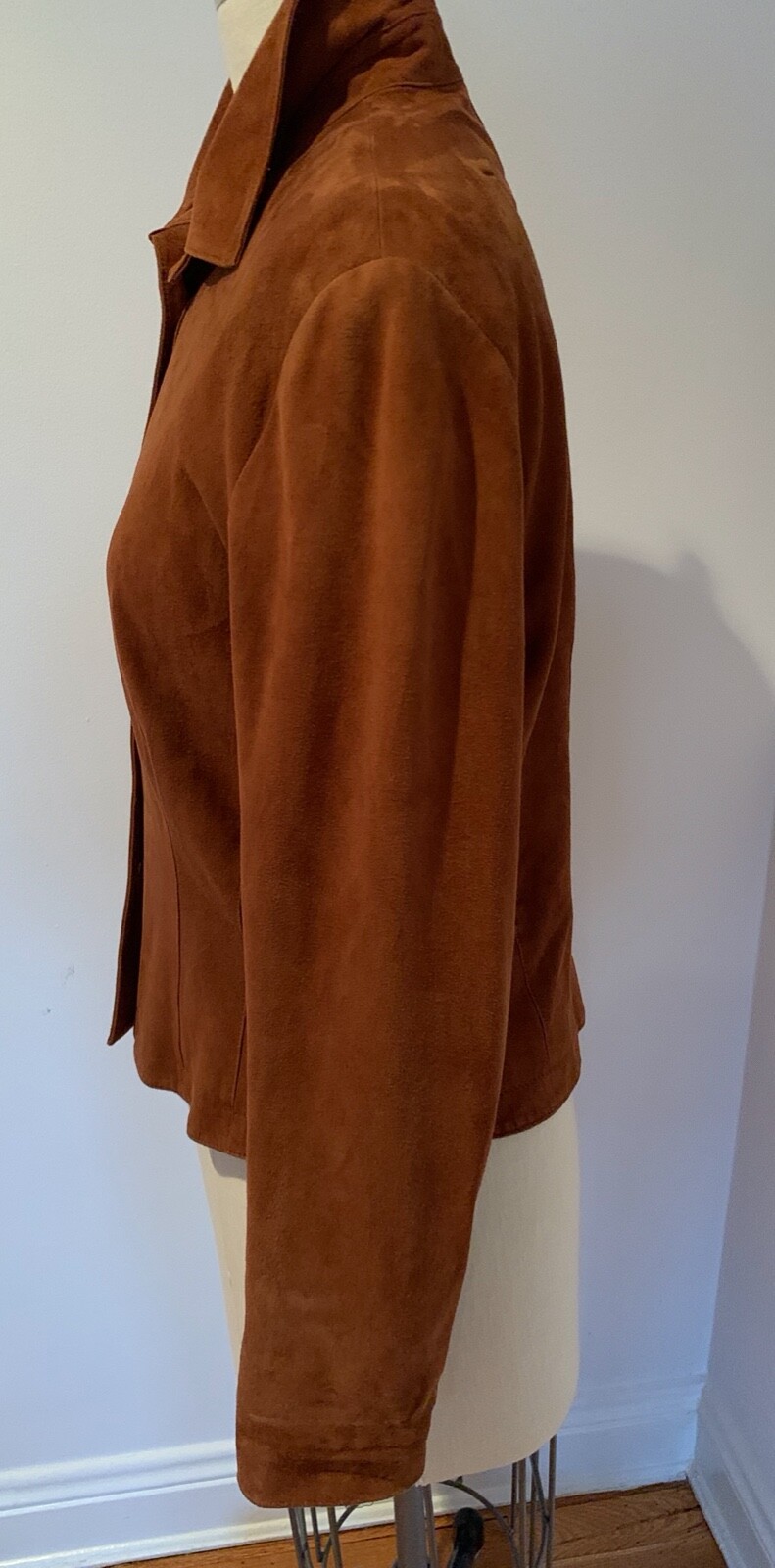 Vintage Designer Suede Jacket, Snap Front, Soft as Butter, Rust color, Size L