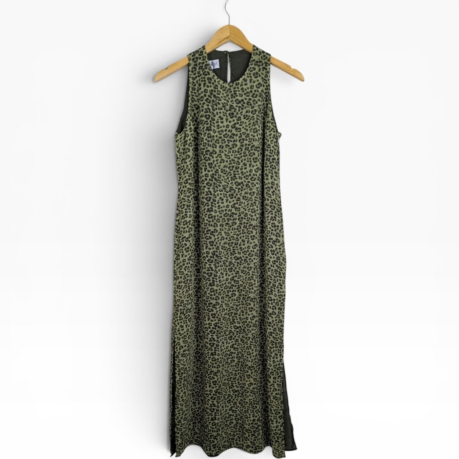 Vintage 90s Jones Wear Animal Print Maxi Dress Leopard Cheetah Size Women’s 8