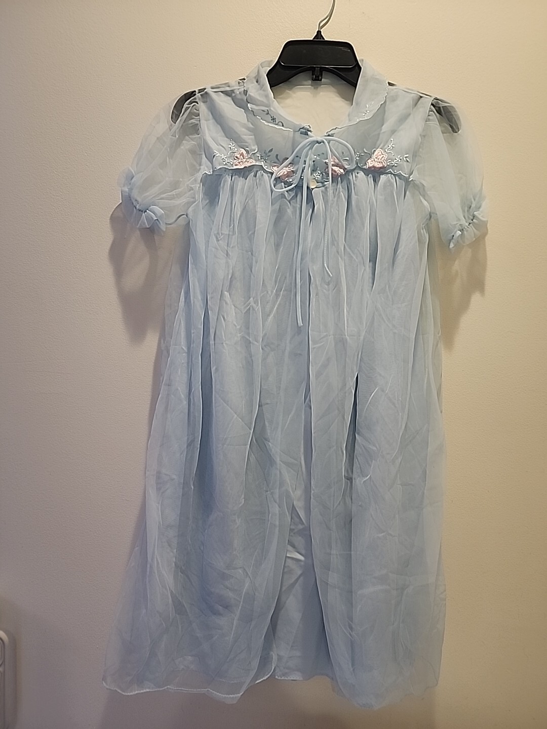 Vintage Grants Isis Nightgown & Robe Set Size Medium BlueNylon Sheer Nightie 70s