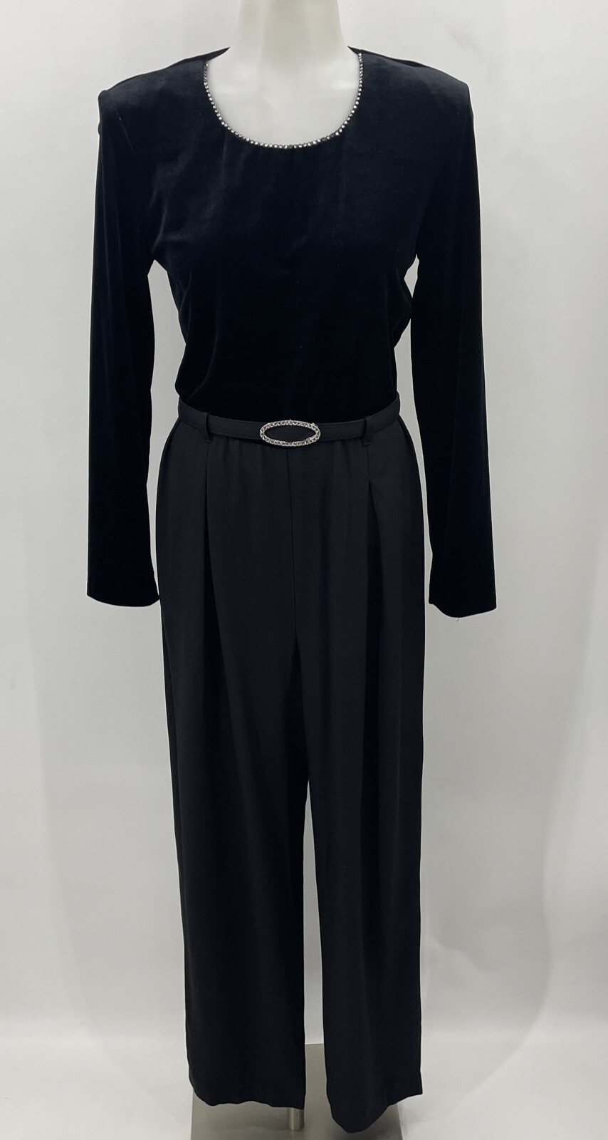 Vintage D.J. Summers One Piece Paint Suit Velour Belted Posh Fashion Icon Black