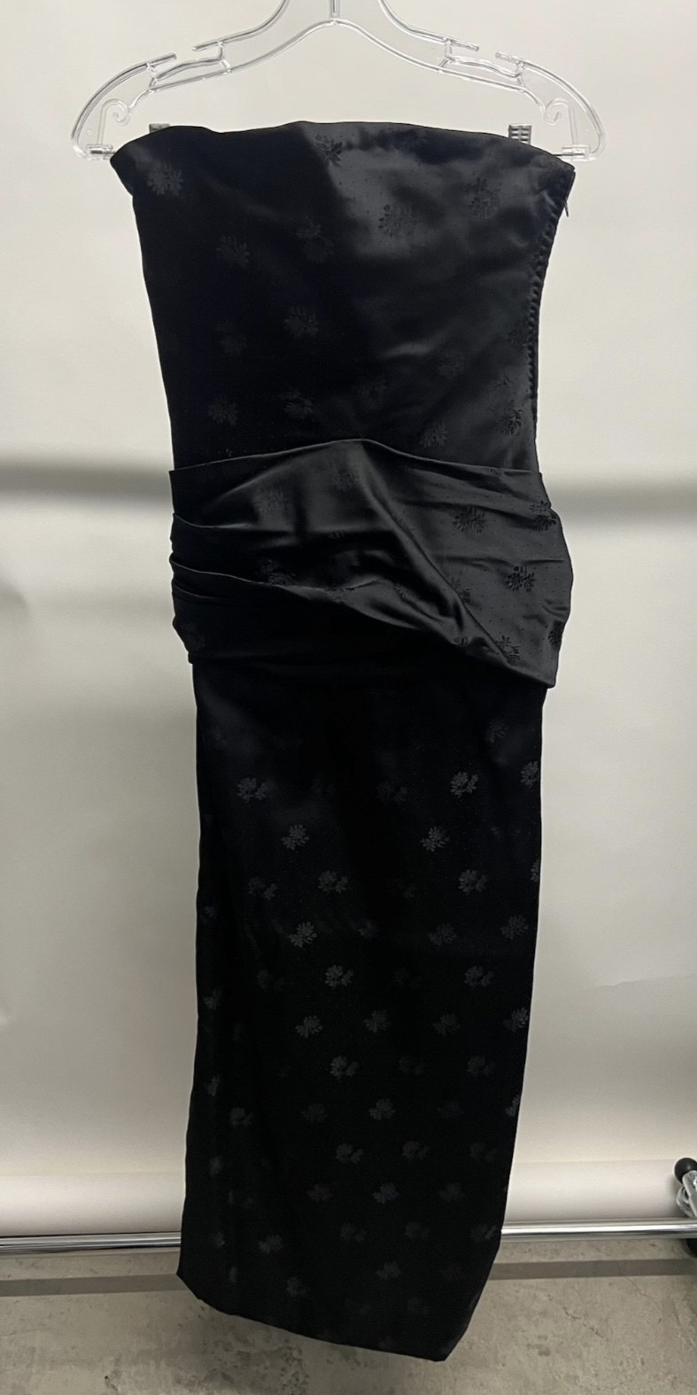Amen Wardy Late 1980s Strapless Silk Jacquard Evening Gown XS