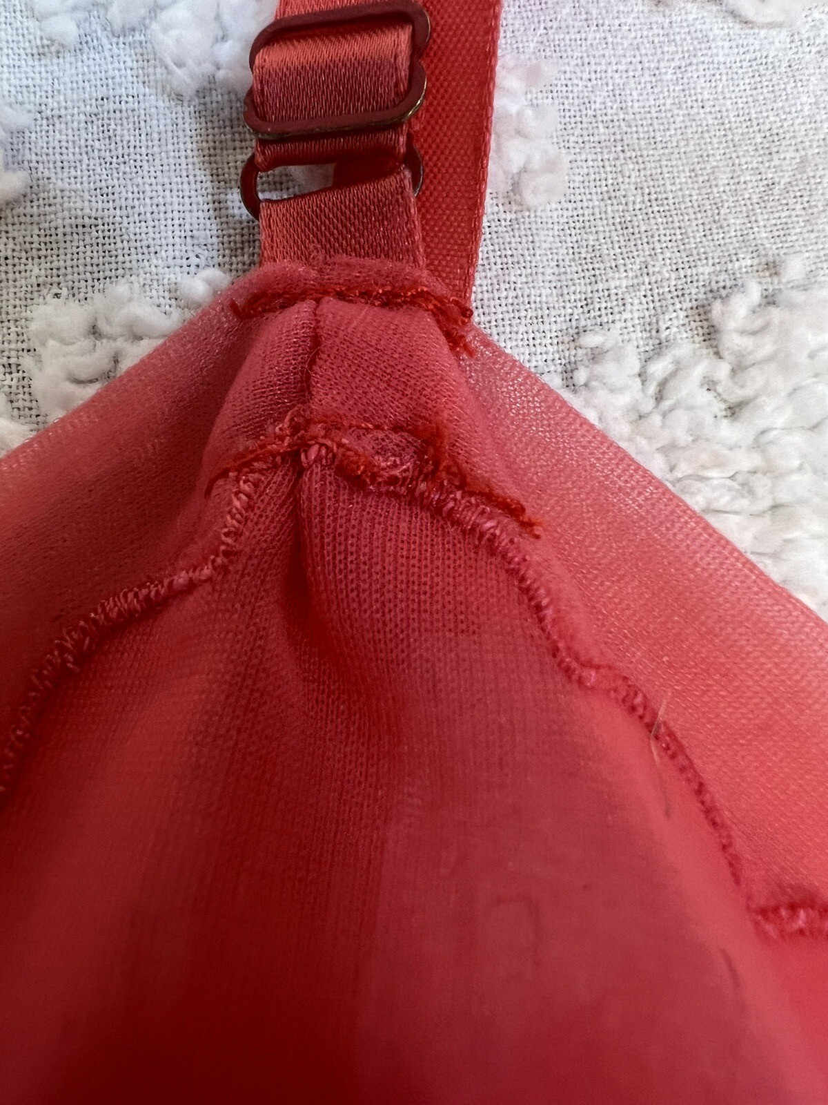 Vtg 50s/60s Luxite Kayser Slip Sz 32 Red/Pink & Lace Nylon Midi Repaired