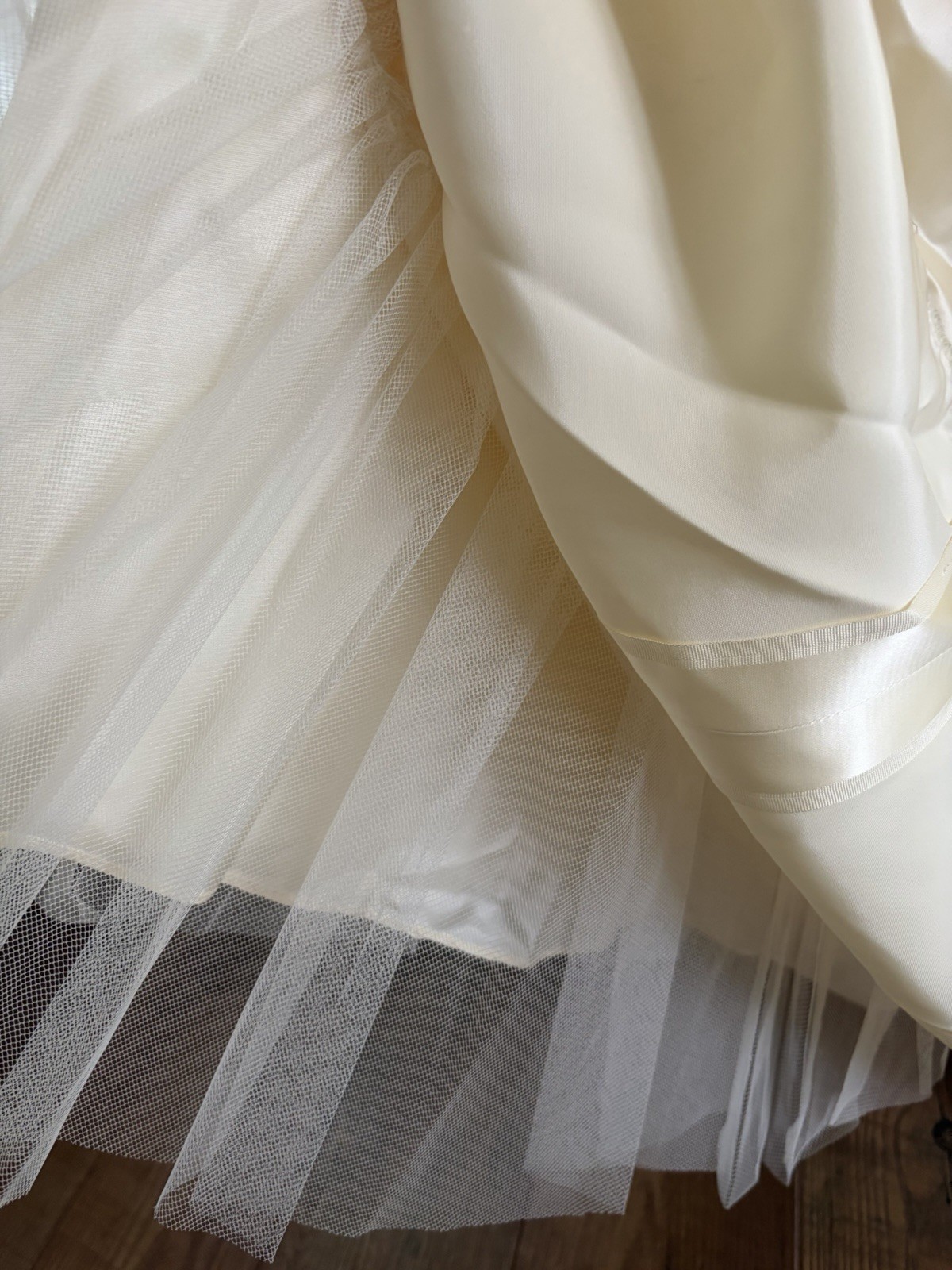 Vintage Susan Lanes Country Elegance Satin Prairie Wedding Dress Sz 10 Cream NWT