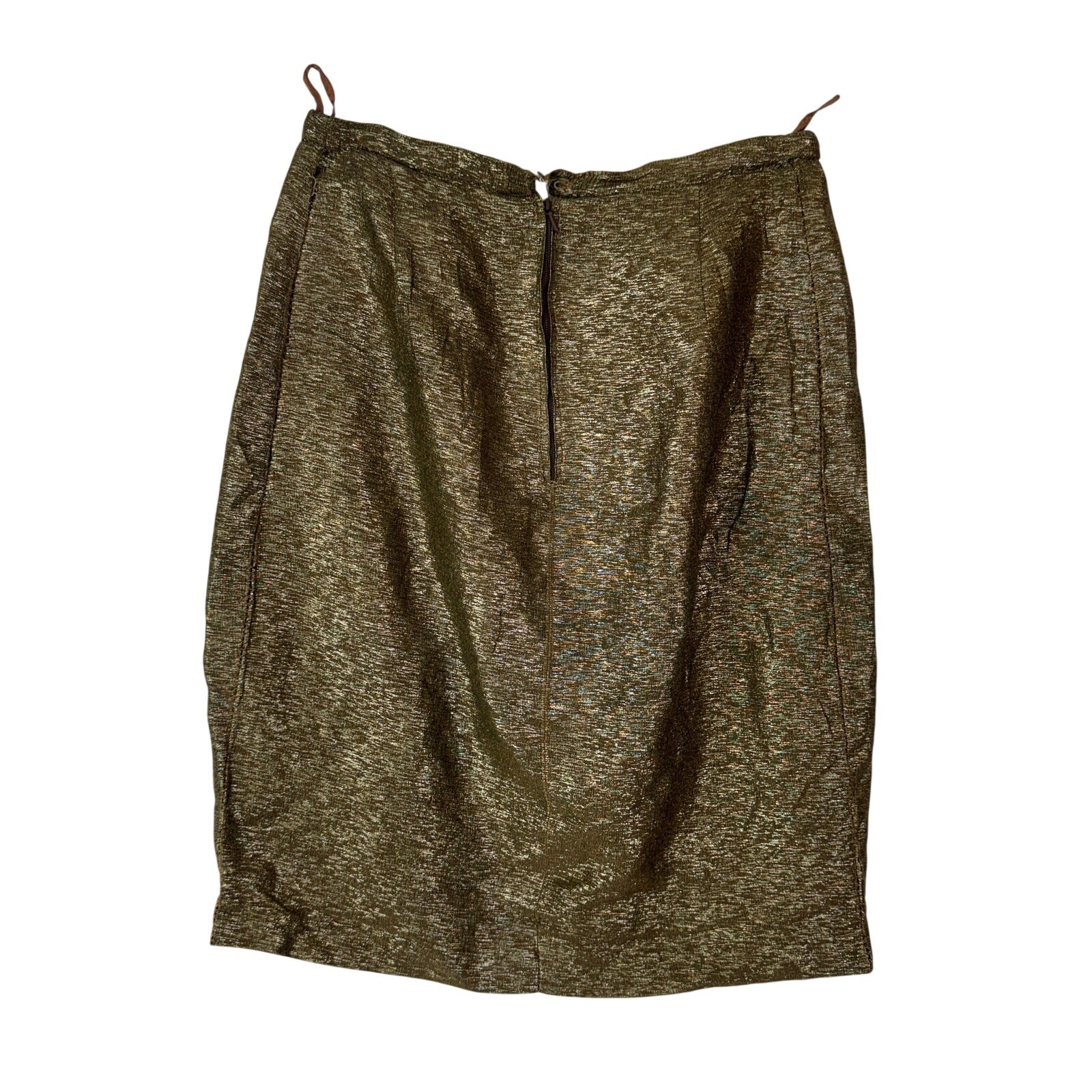 Vintage 60s Gold Metallic Skirt Lurex Pencil Party Costume 28W Medium As-Is