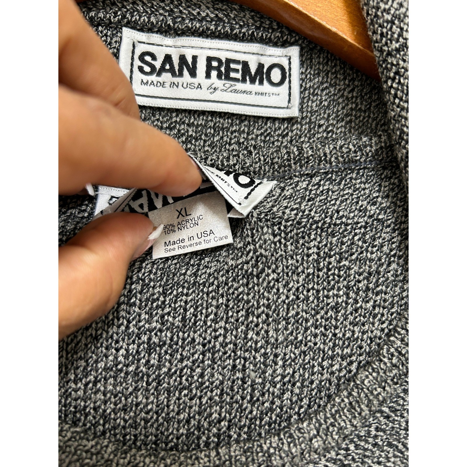 San Remo by Laura Knits Gray Zip Up Jacket and Tank Top Set XL Made in USA