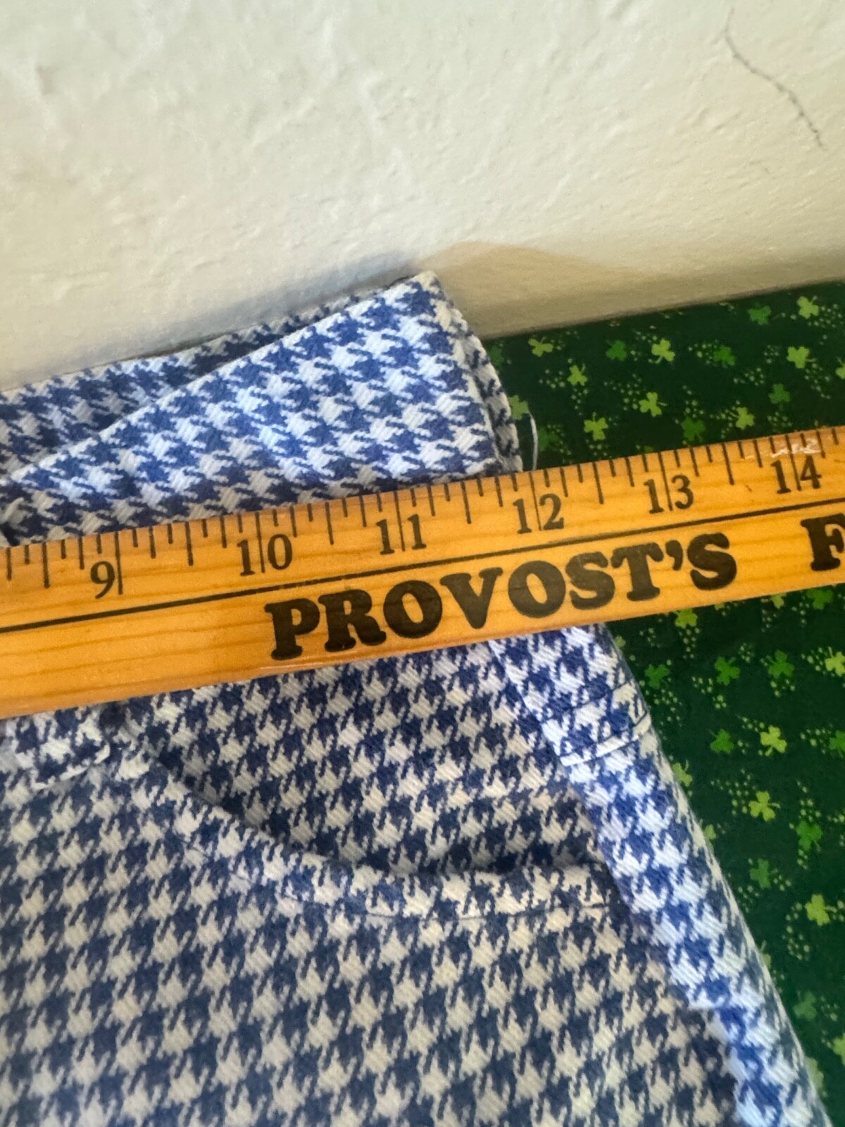 Vtg 1970s Gingham Flared Bell Bottom Polyester Slacks Pants Blue white