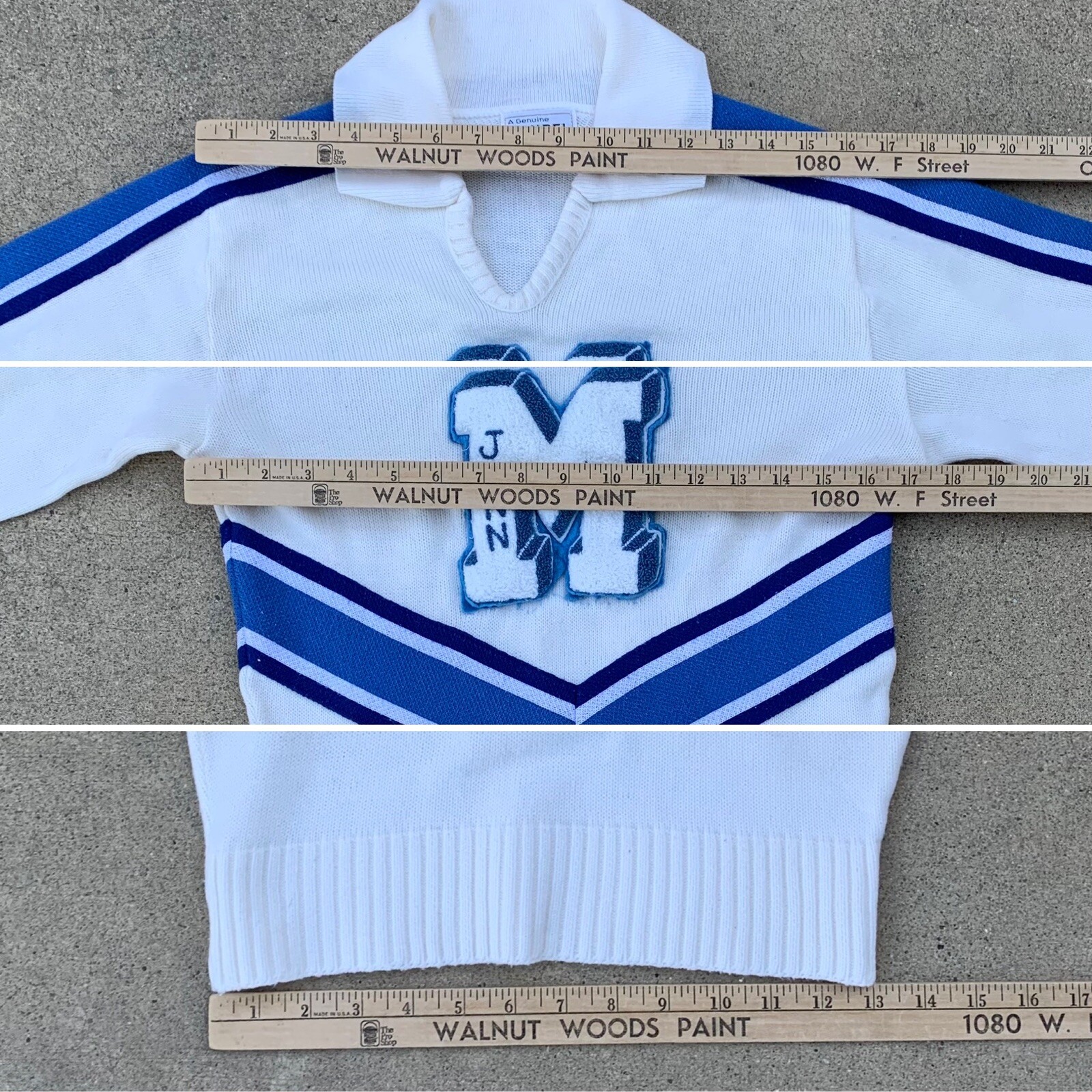 vintage cheer cheerleader sweater “letter M” Kandel Knitting Mills size 36
