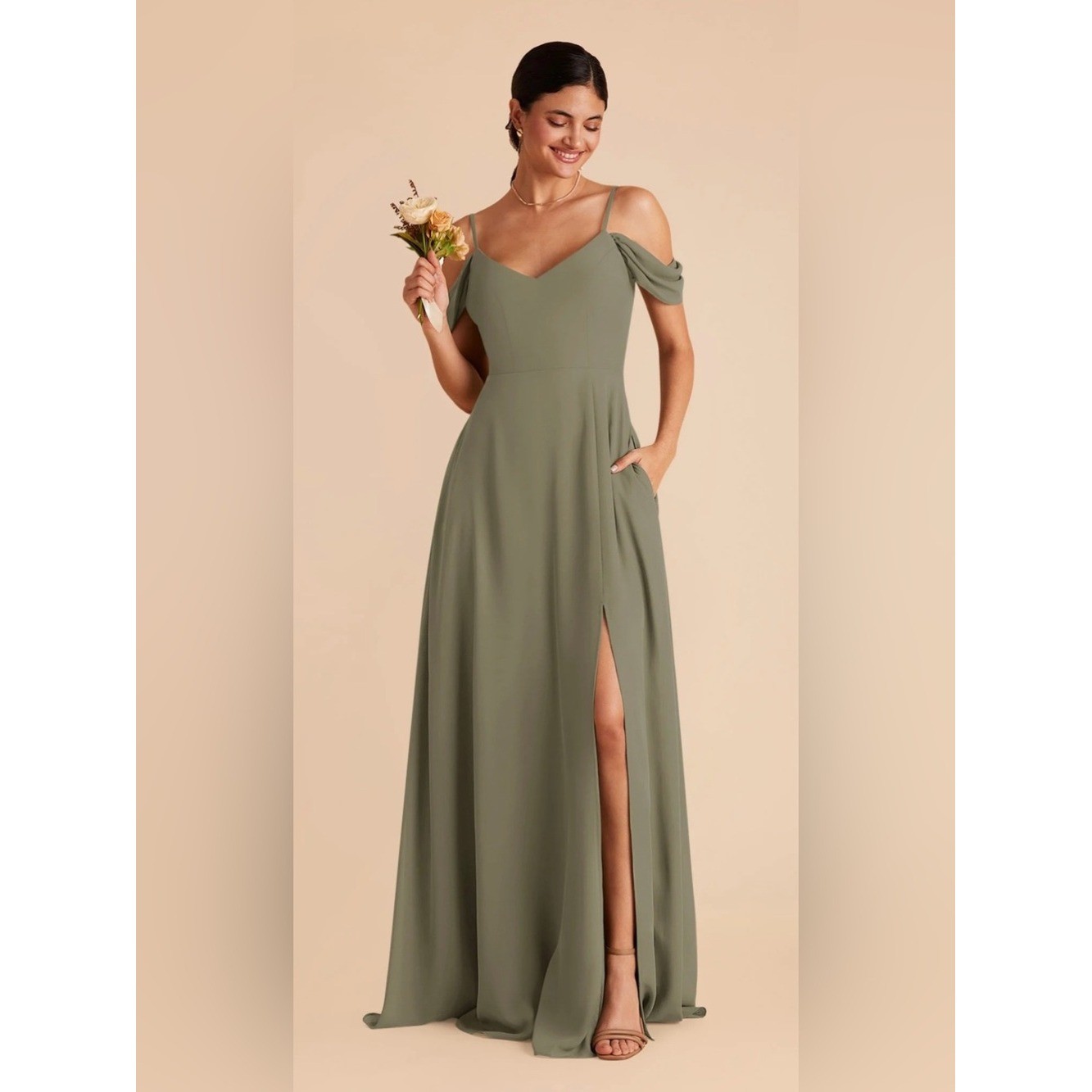 Birdy Grey Sage Convertible Bridesmaid Dress Maxi Floor Length NWT Size L