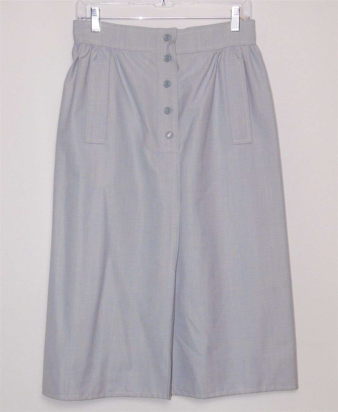 Vintage EMANUEL UNGARO Womens Flint Blue Grey Shade Wool Blend Skirt Sz 12