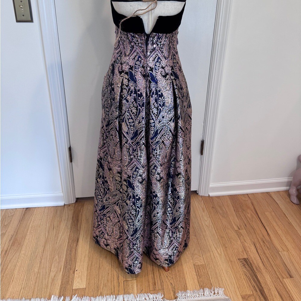 1980s Rare Eugene Alexander Velvet Metallic Gown Dress