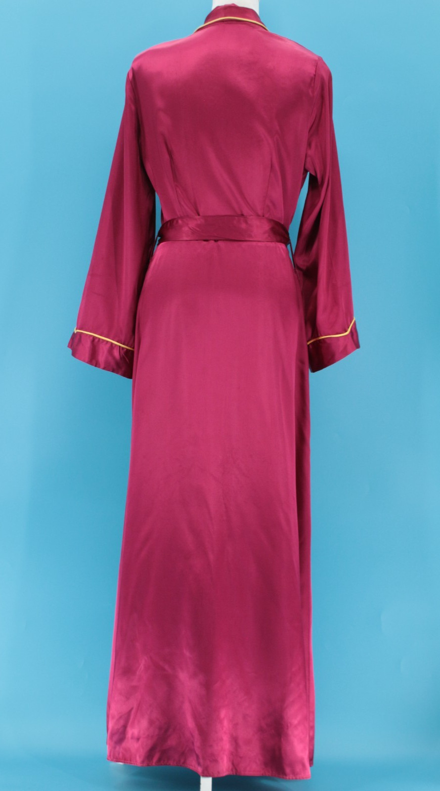 VTG Women’s 40s Magenta W/ Yellow Trim Asian Robe Sz S 1940s Satin Rayon