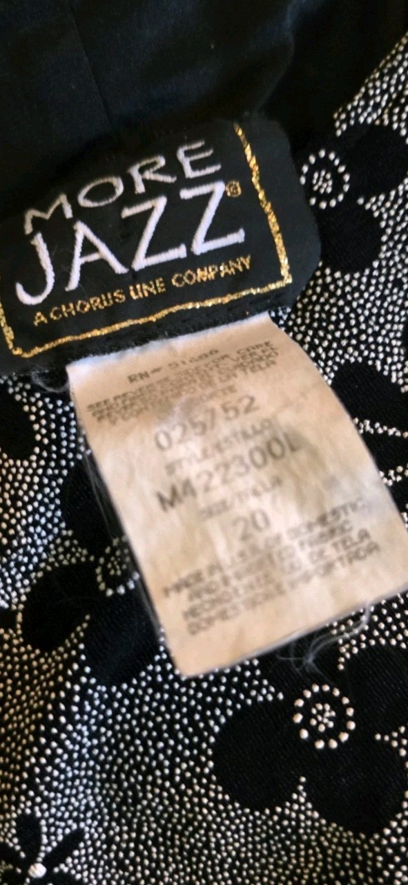 Vintage More Jazz Chorus Line Floral Midi Dress Sz 20 Black White Daisy 90s