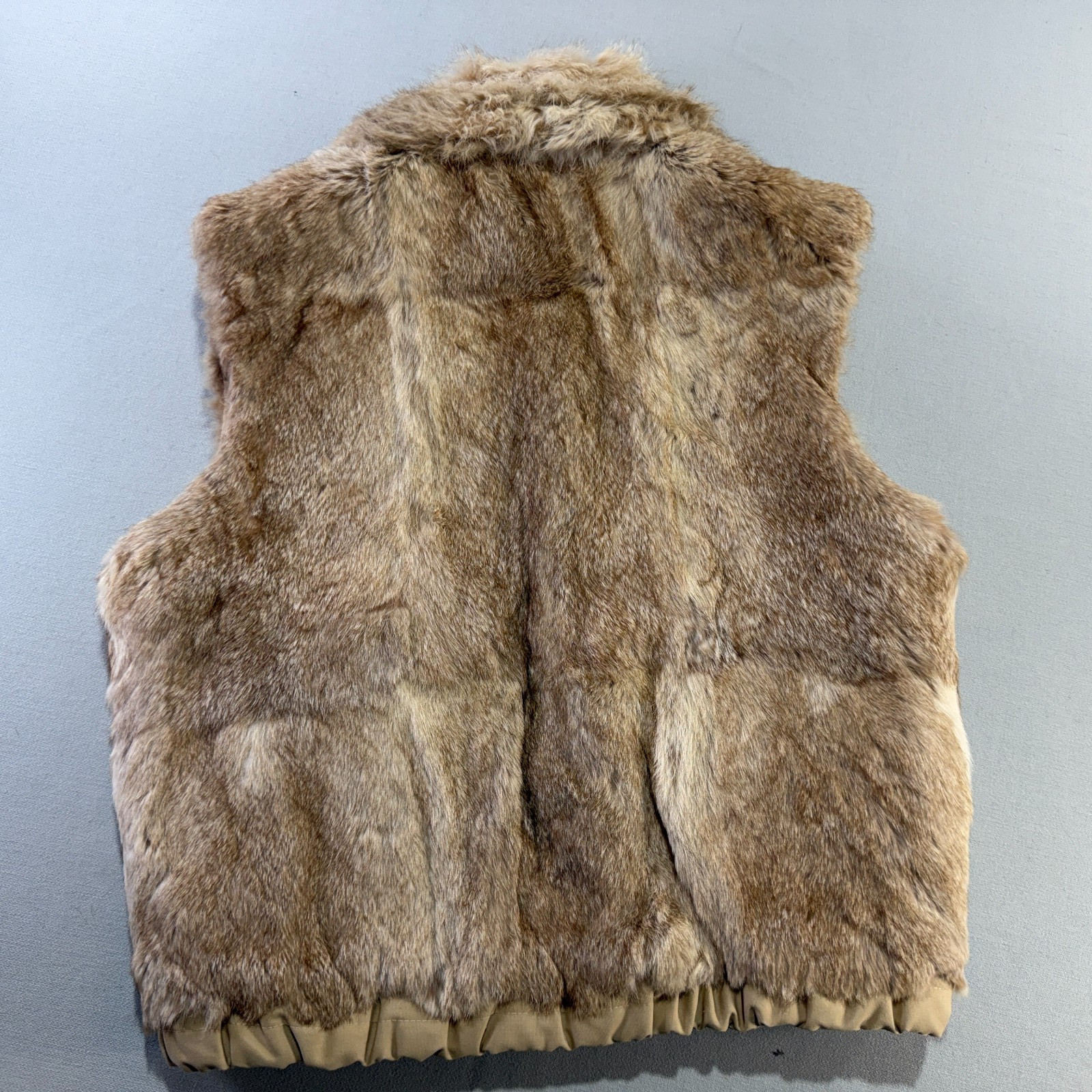 Vtg 70s Rabbit Fur Vest Jacket Large Reversible Outdoor Puffer Quilted Hong Kong