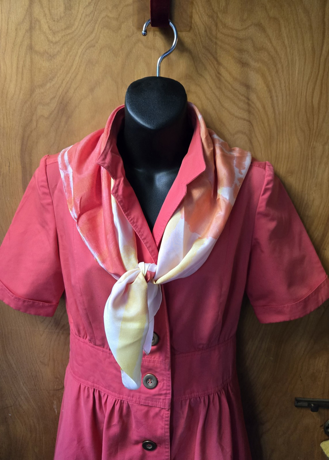 Vintage Anjac Dress Marc Needleman Coral Shirtwaist Wide Inset Waist 10 But 6ish