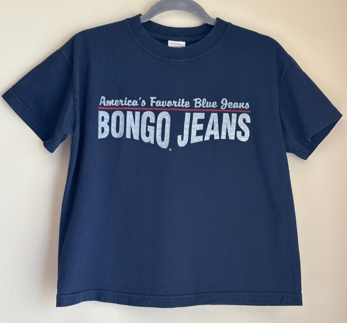 Bongo American Jeans Cropped Tee Shirt Women’s Large USA Made Gene Montesano Y2K