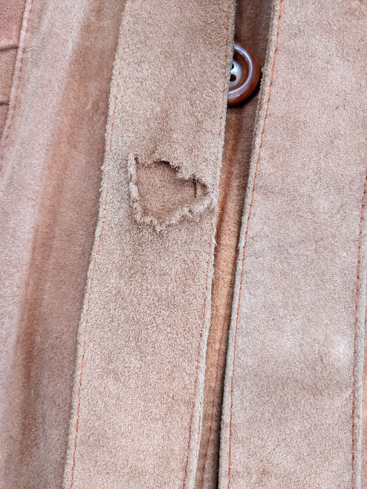 Suede Belted Peacoat 70s Brown Tan Lined Size 9/10