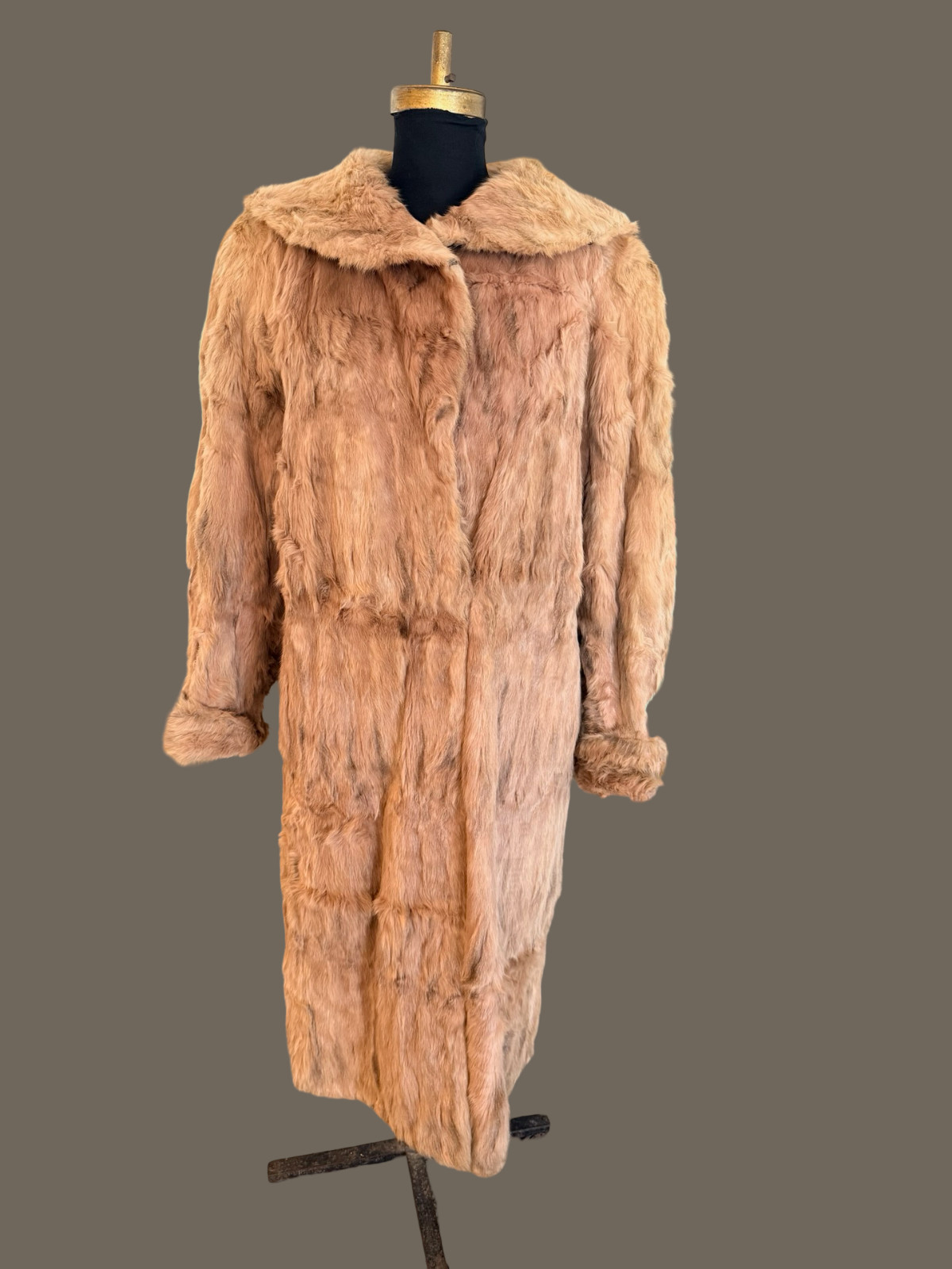 Vintage Maurine Bell Los Angeles Fur Coat Long Tan Blonde Fur Hollywood Glam