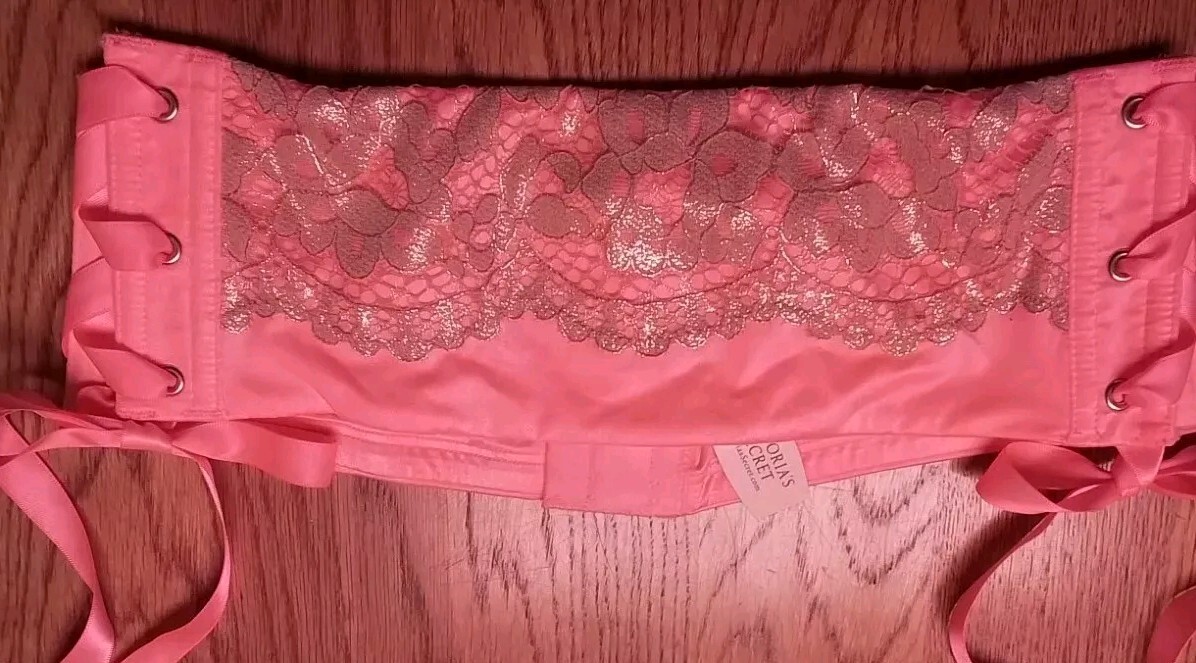 VTG VICTORIA’S SECRET Very Sexy CORAL Shimmer Lace Waist Cincher Belt Corset M/L