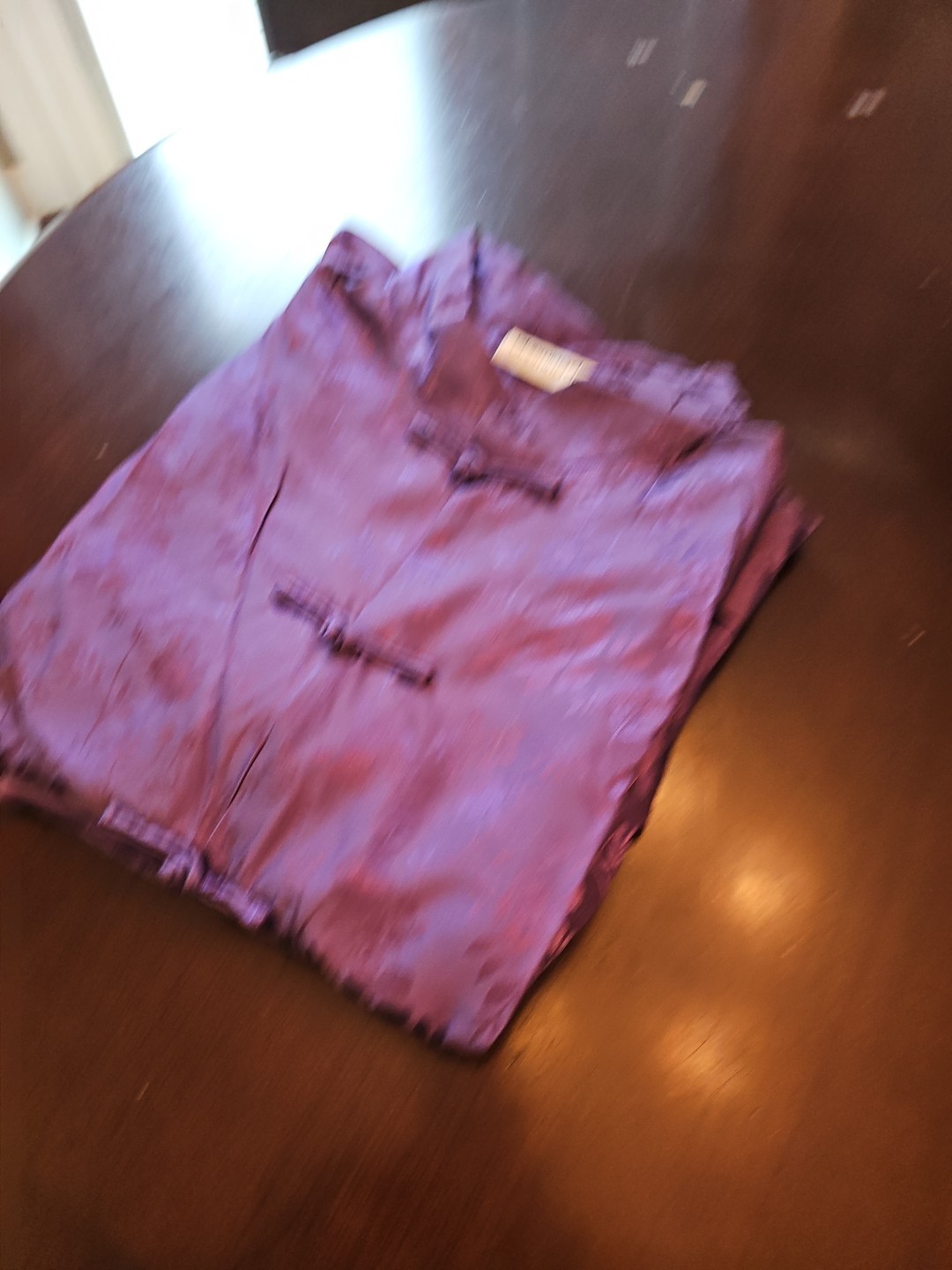 New Vintage Bloomingdale’s Oriental 2 Piece Long Sleeve Pajama Set Purple Floral