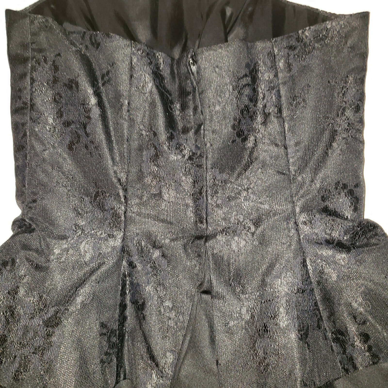 Vintage Louisa Nevins Strapless Cocktail Black Dress Ruffled Hip Free Ship SZ 4