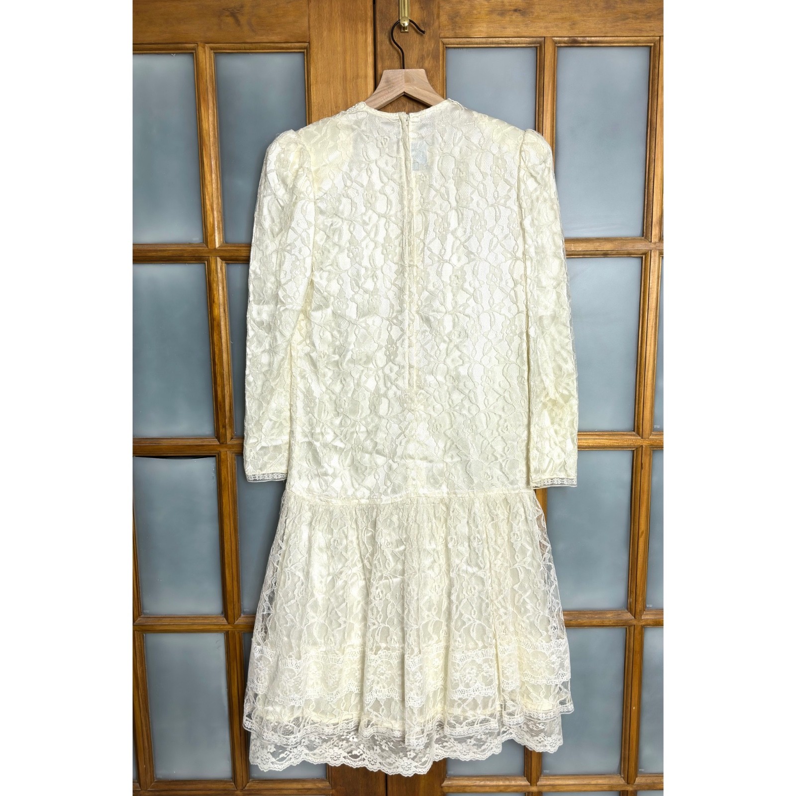 GUNNE SAX Jessica McClintock Vintage Lace Long Sleeve Dress size 14 fits 6-8
