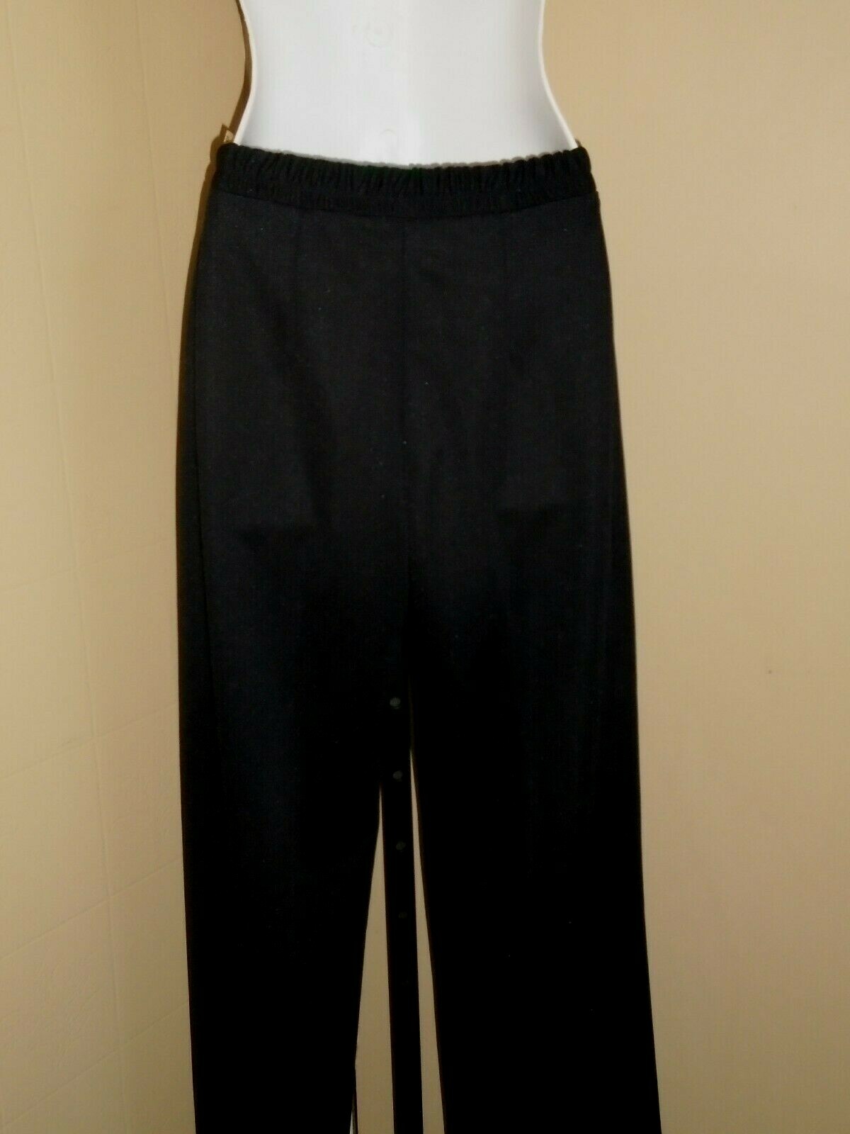 Ladies VTG 1970s Black Polyester Dress Pants Wide Legs Zip Fly Sz 111-12 NOS