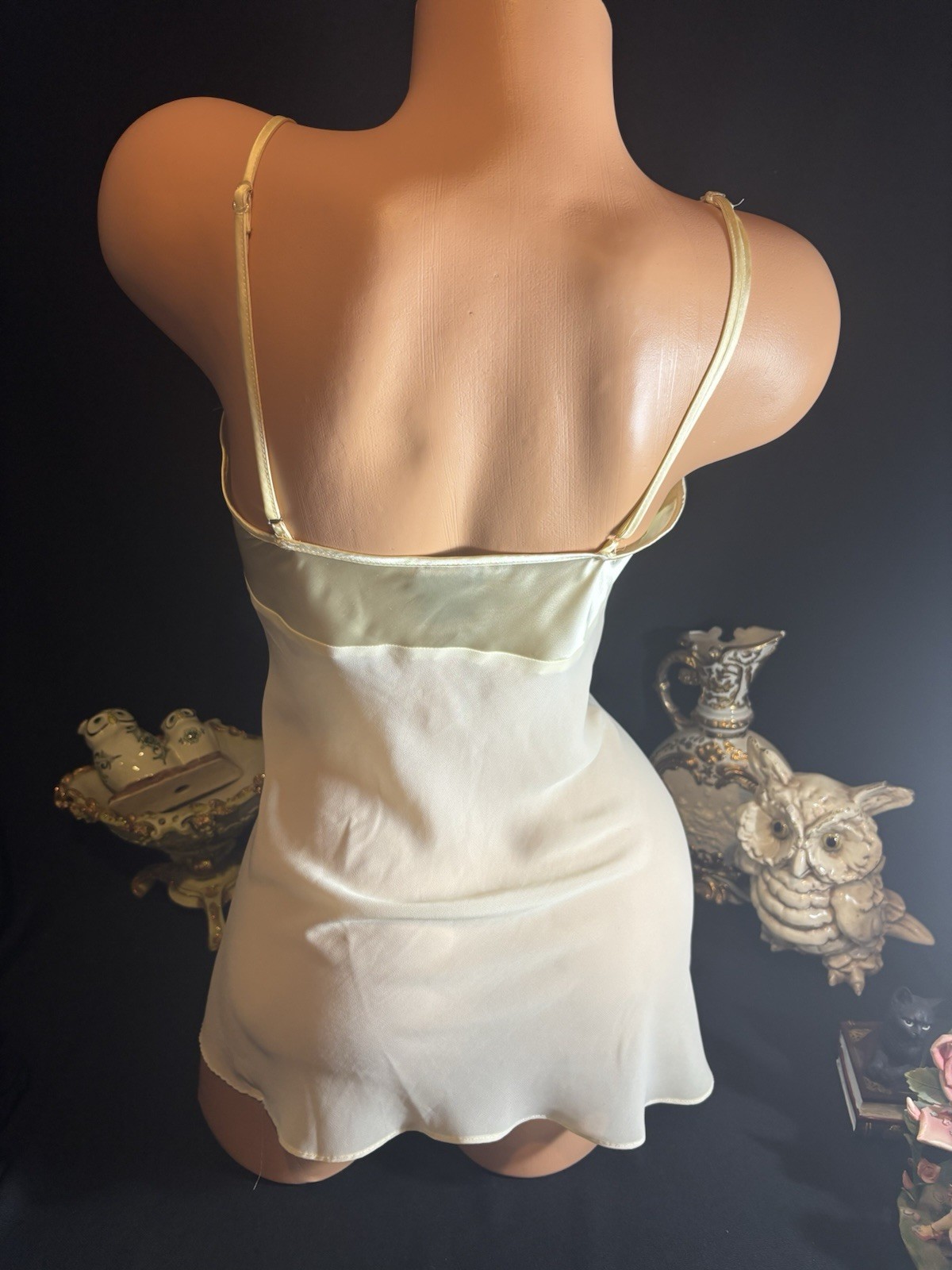 Satin Gown Tissue SHEER Gown See thought nightgown Deep V neck Babydoll Nightie