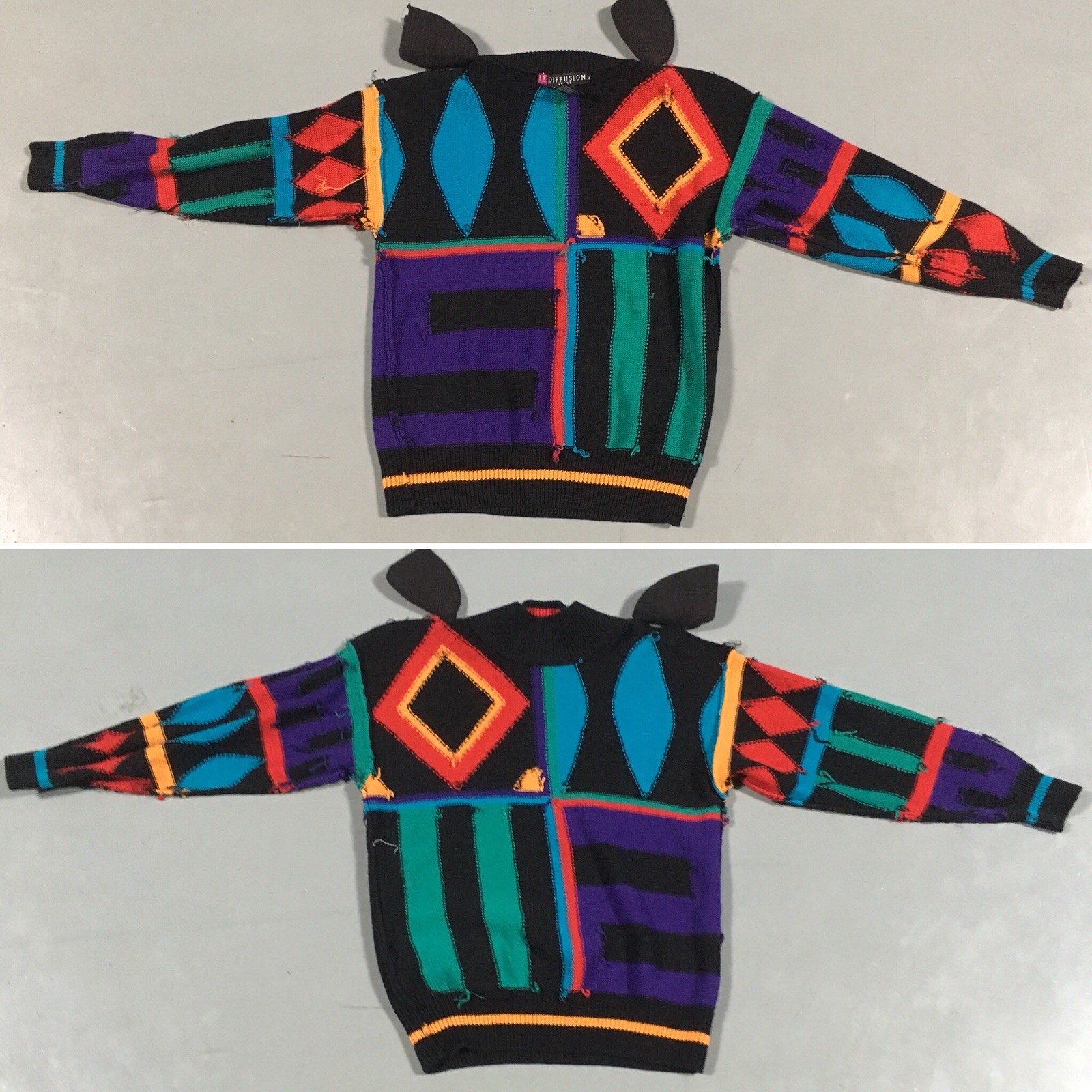Vintage IB Diffusion Sport Sweater c 1989 Geometic 80s 1980s Size S Small