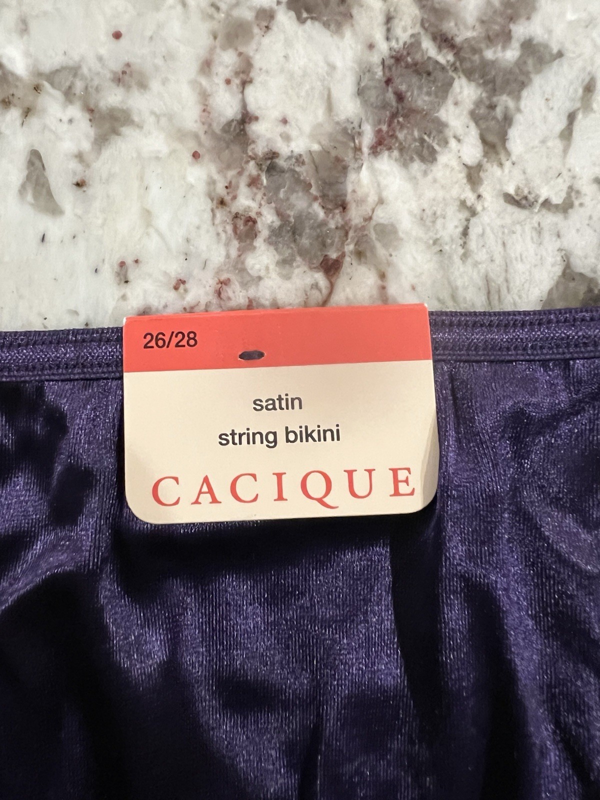 Vintage 90s CACIQUE Plus Size 26/28 Shiny Purple Satin String Bikini Panties NWT
