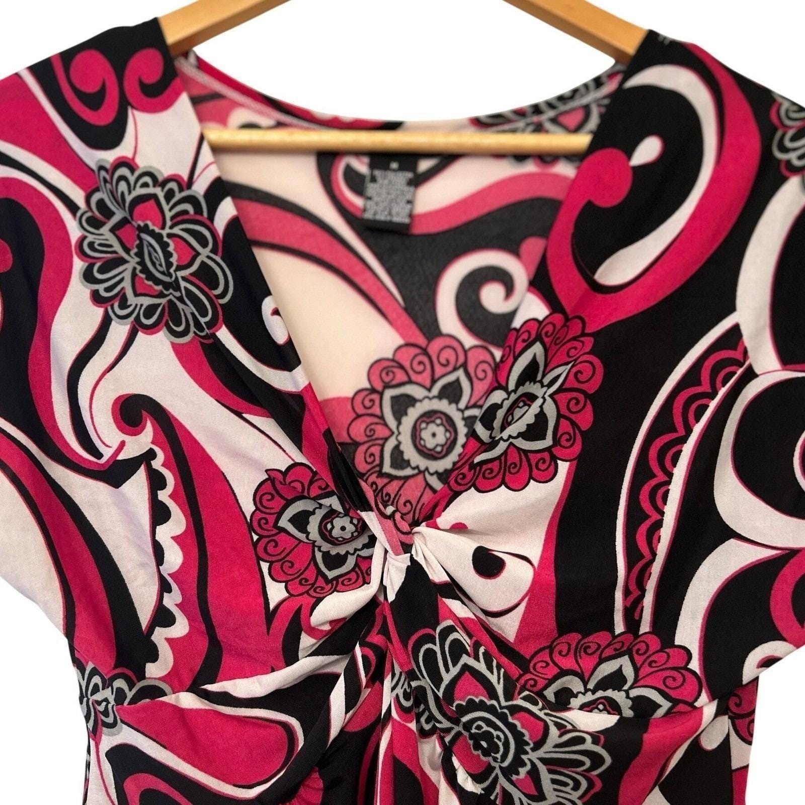 Vintage Y2K Statement Abstract Knot Front Semi Sheer Blouse M Cybergoth Top