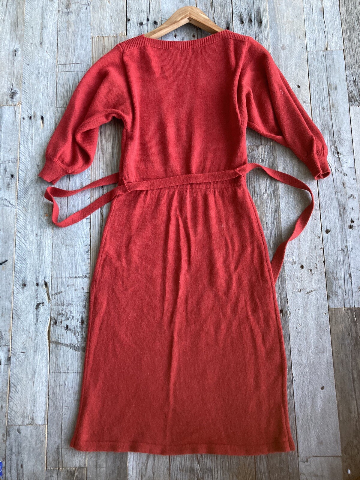 Tomato Girl! Gorgeous Vintage Tomato Red Sweater Dress with Tie Waist
