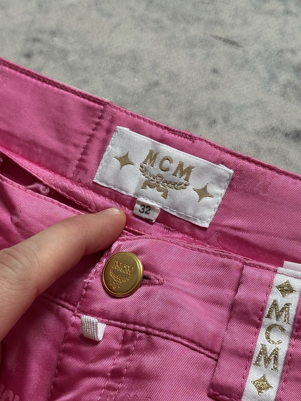 MCM baby Pink Vintage Retro Multilogo Pants Y2K Japanese Style De Luxe