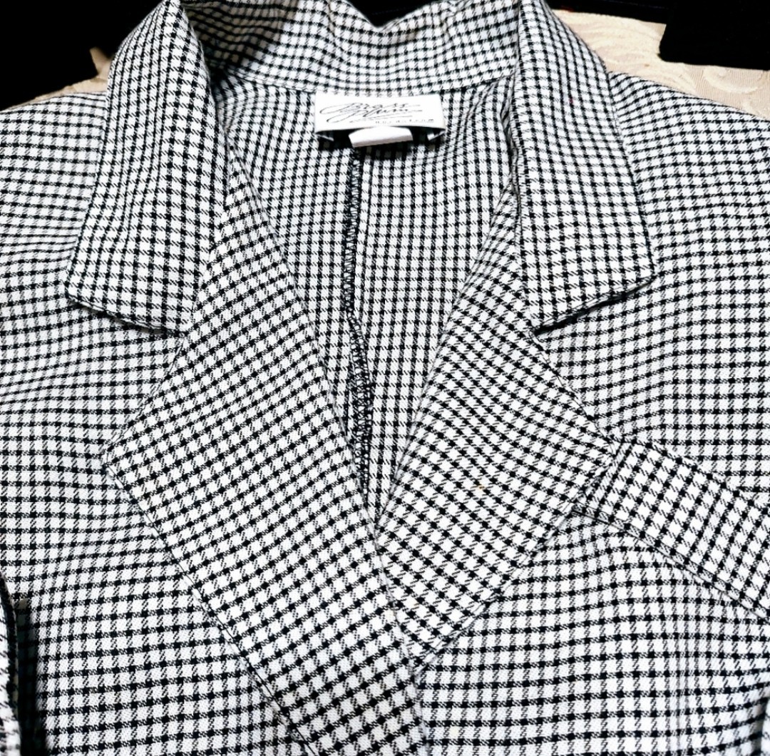 🍒🤍🍒 Awesome 80’s Vtg Nordstrom Black & White Checkered Tailored Jacket – M