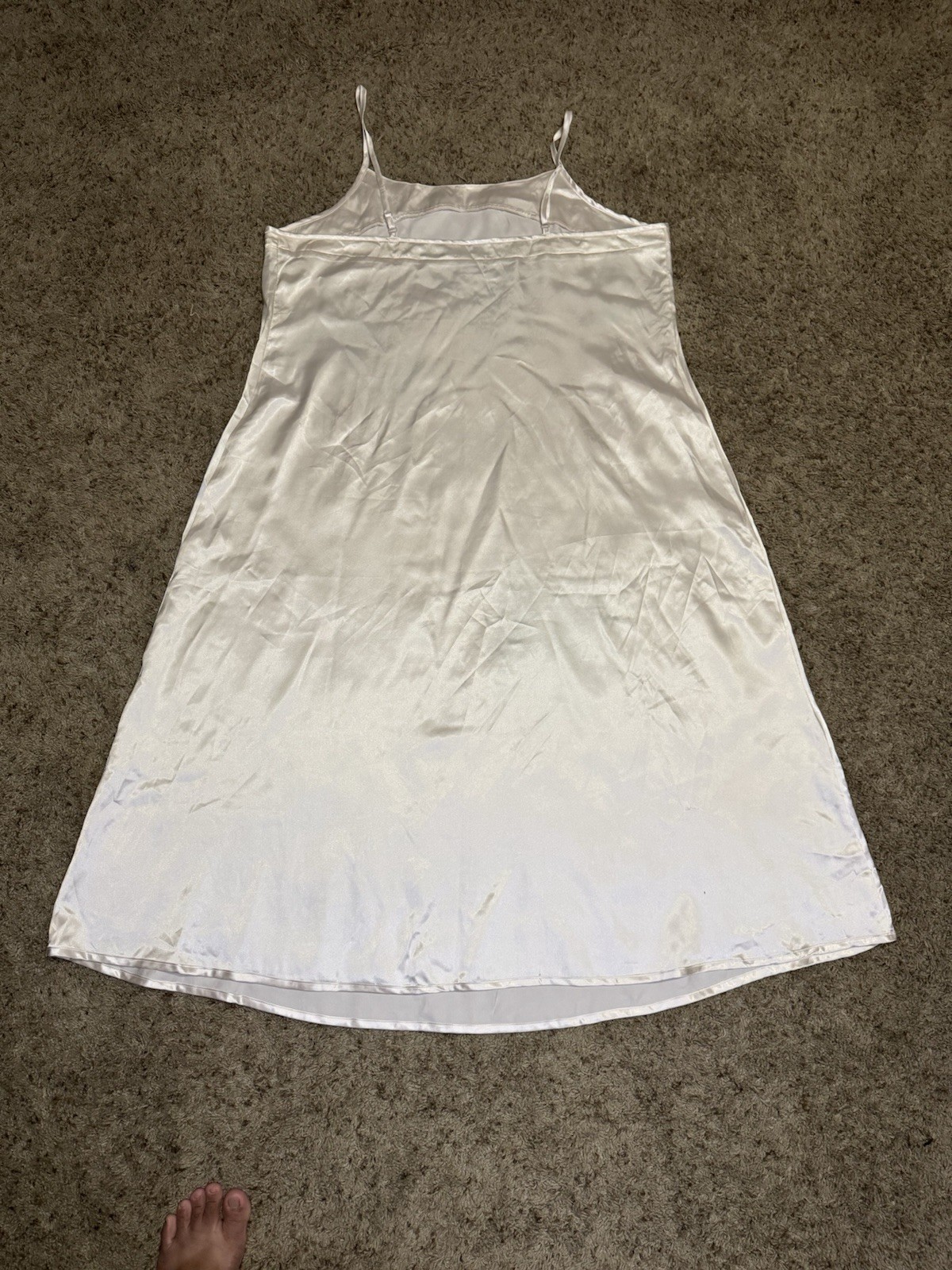 Womens Slip Long Nightgown Dress Gown Cream Satin Silky Romantic Feminine Sz 1X