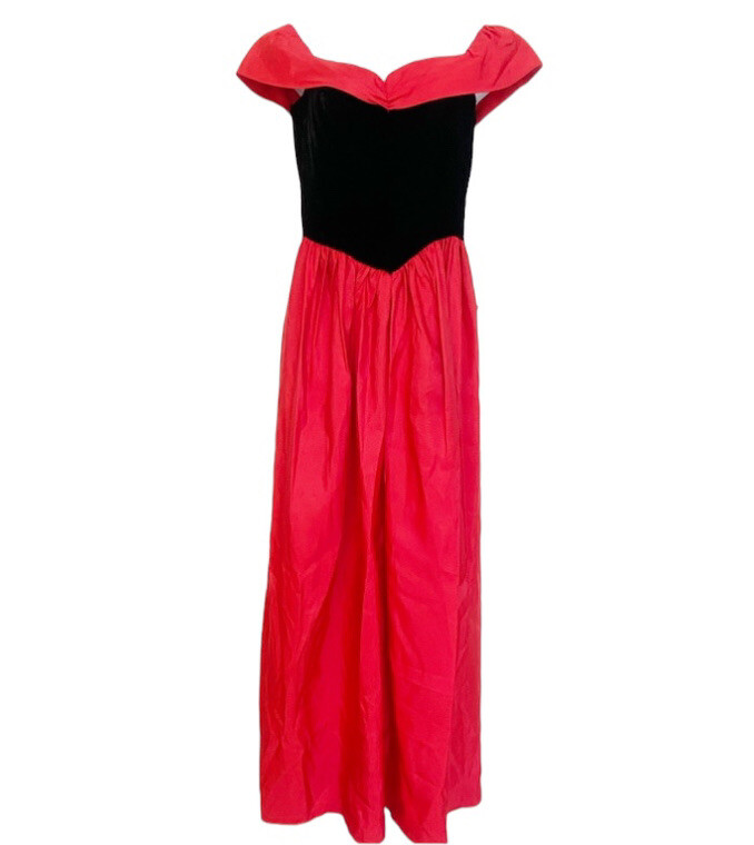 DANCE ALLURE Vintage Velvet & Taffeta Maxi Dress 80s Cosplay Halloween Size Smal