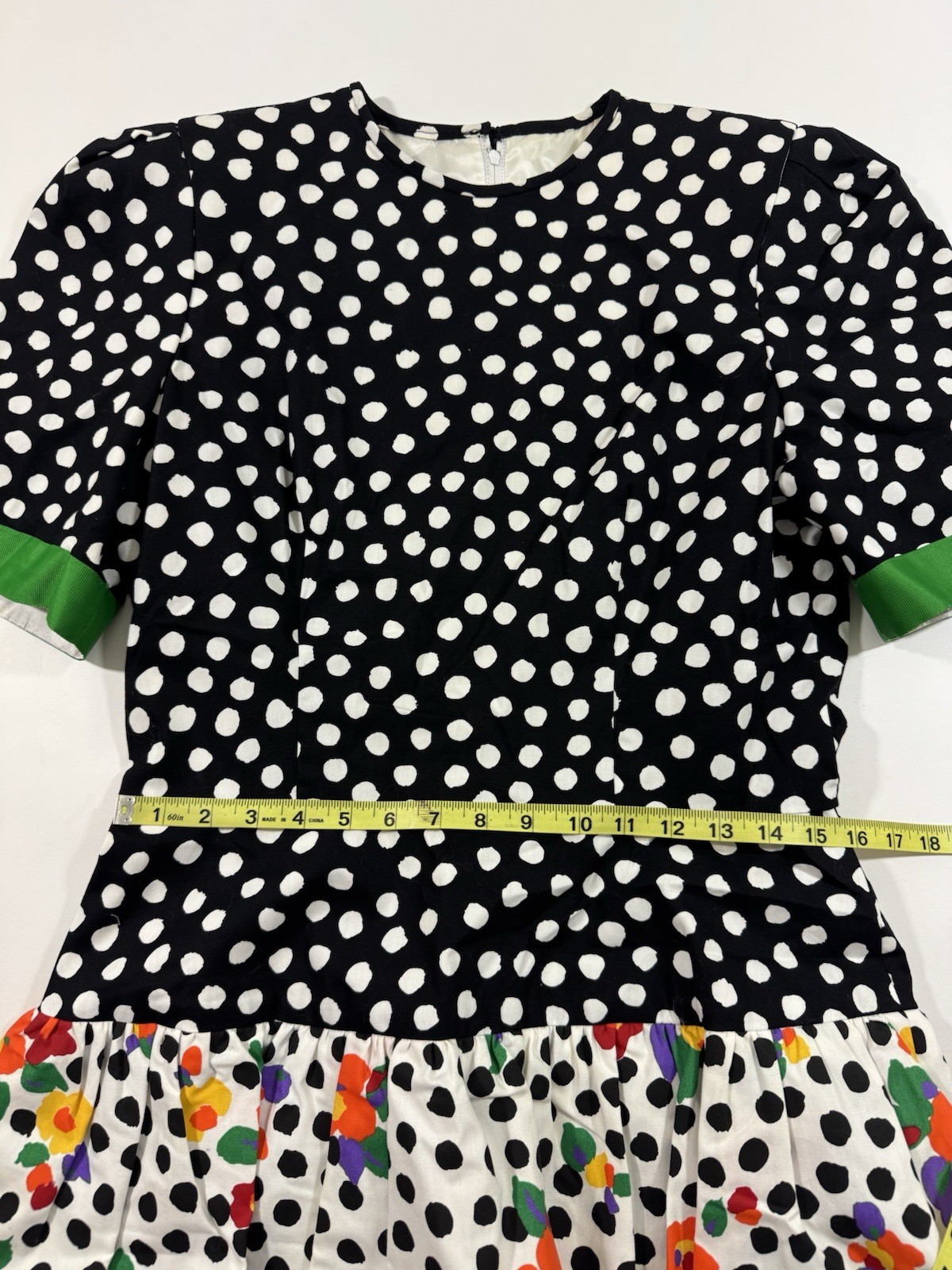 William Pearson Vintage 80s Tea Length Dress Size 14 Tiered Floral Spots