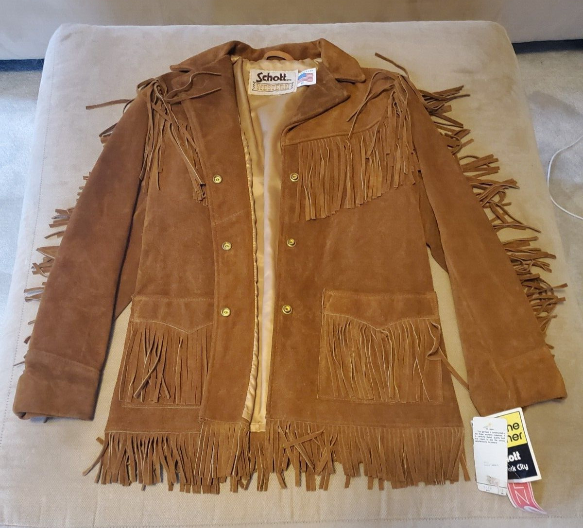 NEW Vintage By Schott NYC Fringe Suede Leather Western Native Rancher Womens 12