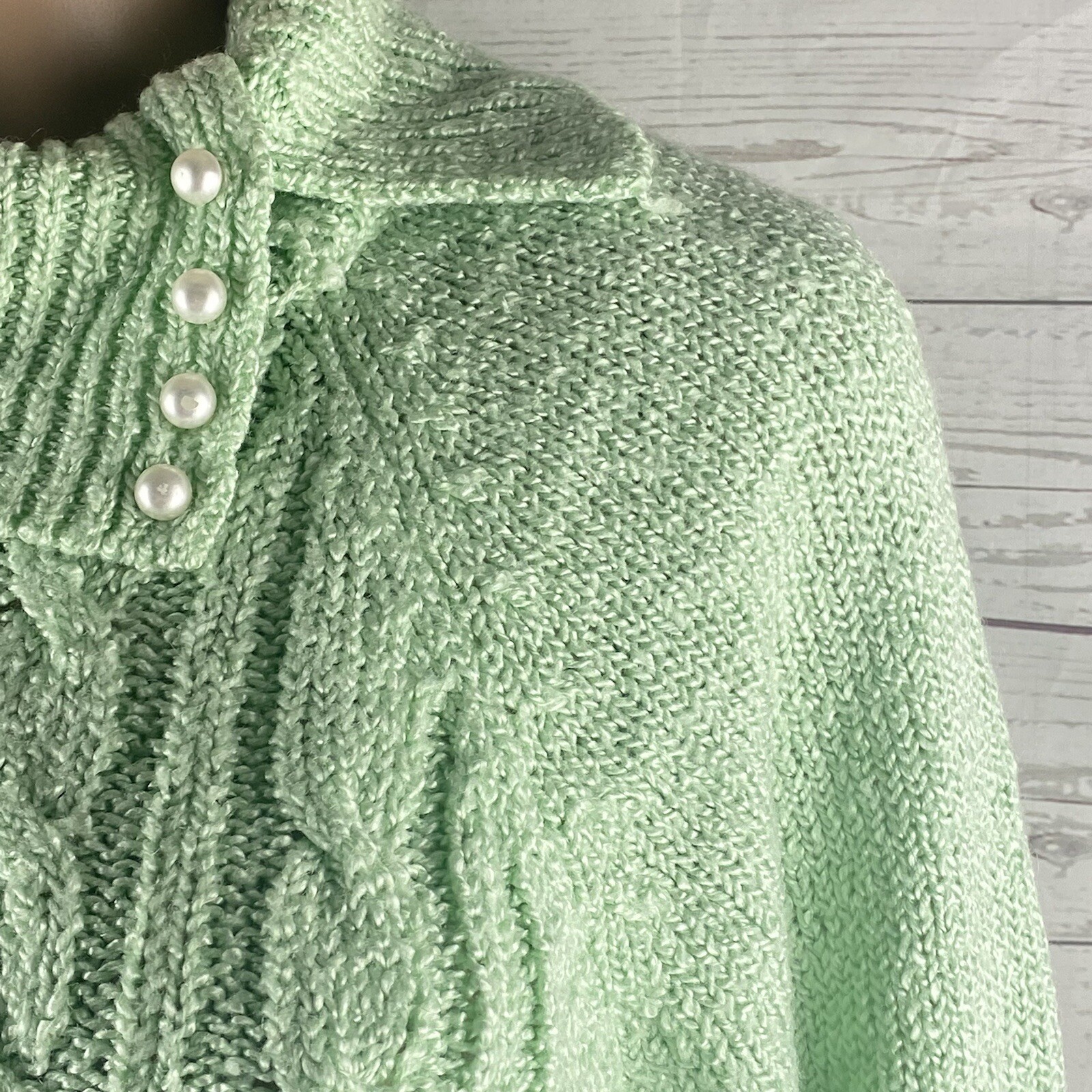 Vintage Hasting Smith Sweater Medium Soft Girl Aesthetic Mint Green Cable Knit