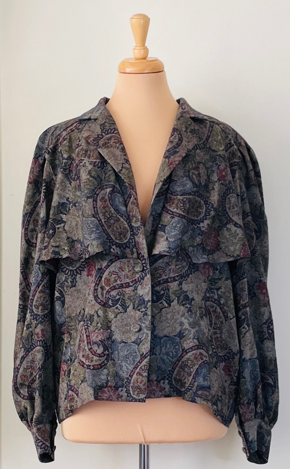 Vintage 80’s Ted Lapidus Paris Size 36 S/M Paisley Floral Jacket Blouse France