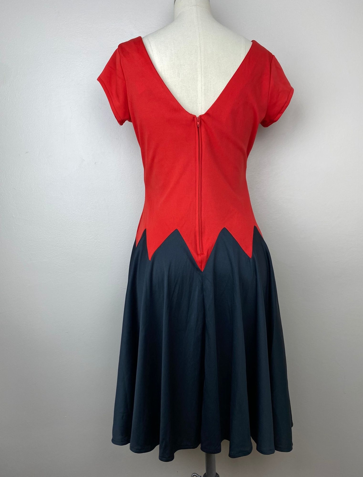 Vintage 1980s Color Block Dress Irresistible II S/M Zig Zag Drop Waist 80s