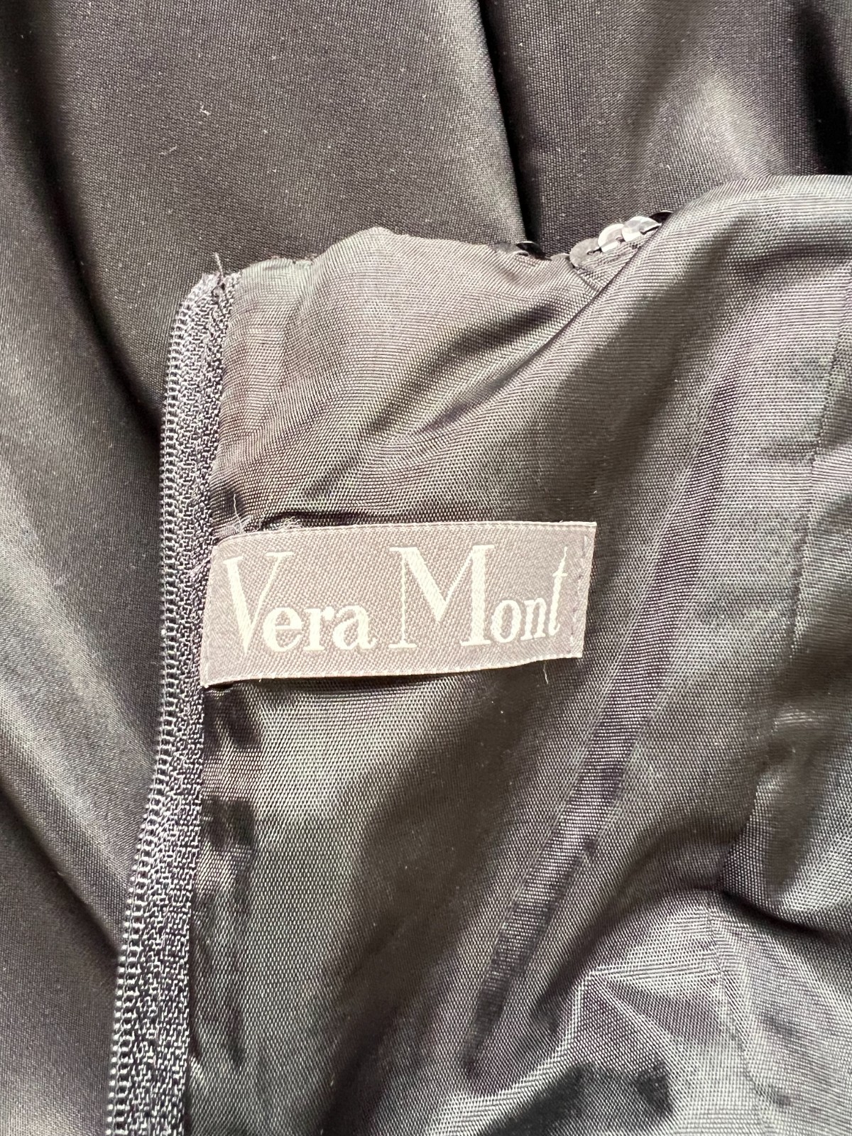 1980s VERA MONT Drop Waist Evening Dress Strapless Sequin Corset Cocktail EU 40