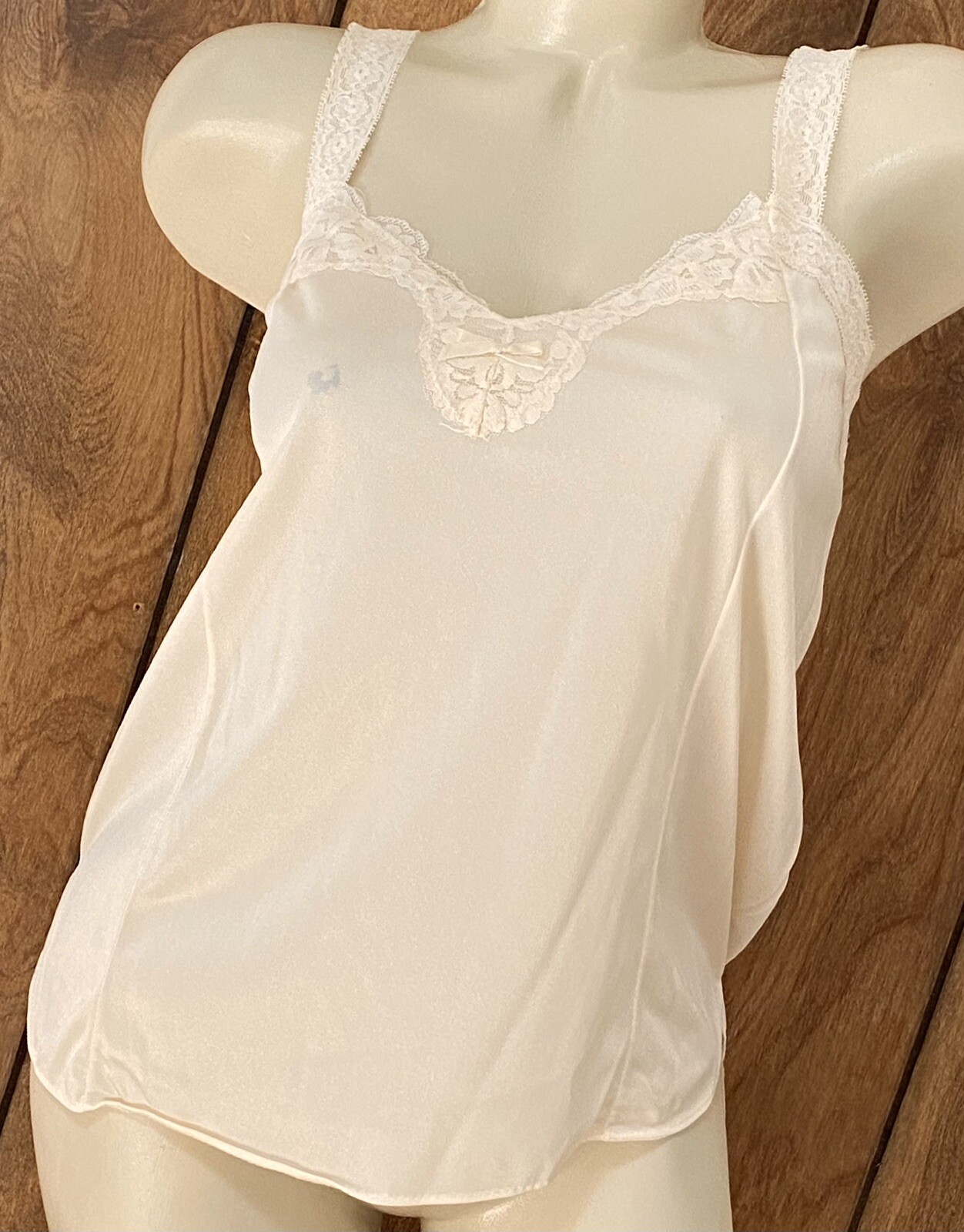 Vintage GreencoMaid Sexy Sissy Soft Nylon Stretchy Lace Straps Camisole Cami L