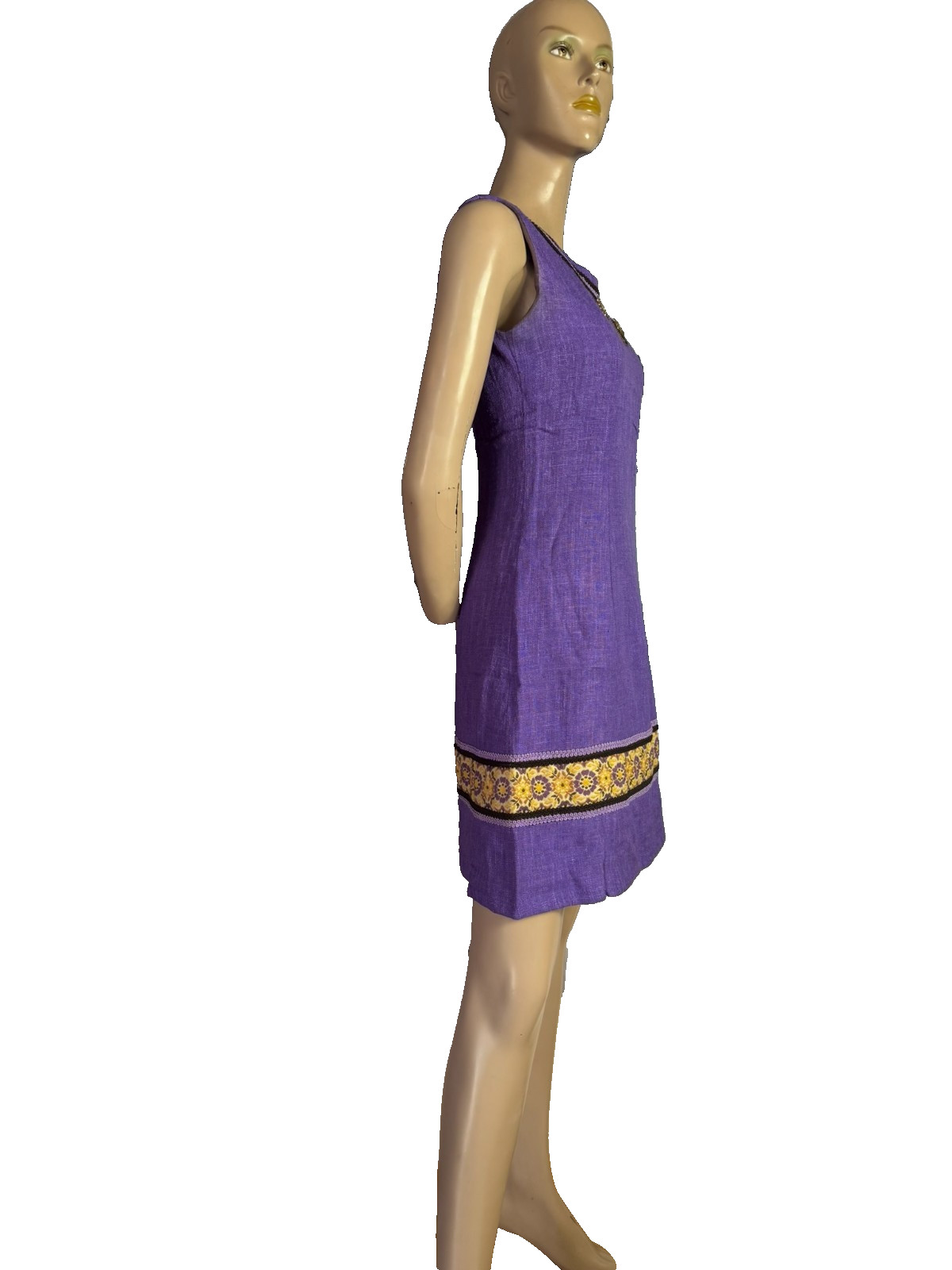 Vintage 60s 70s Perry Boutique Dress A Line Boho 36 38 Purple Reyon
