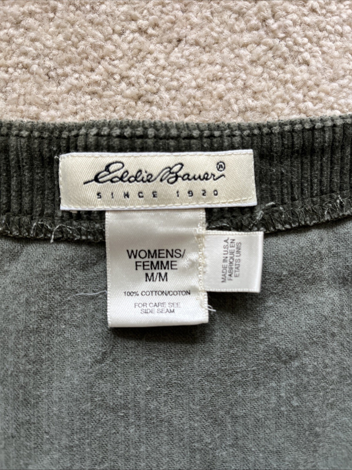 Eddie Bauer VTG vintage Corduroy Mini Overall Dress Size M Hunter Green Jumper