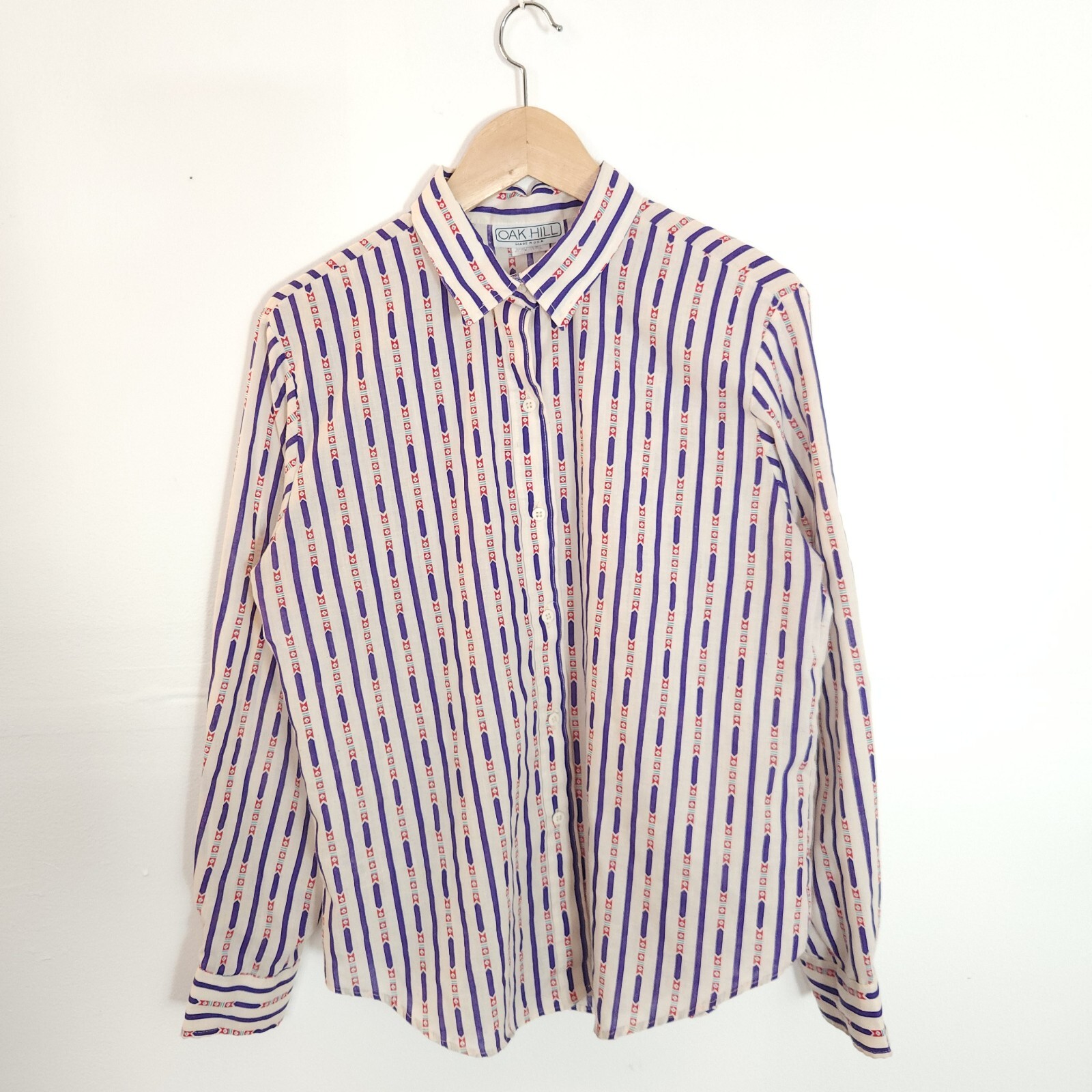 Vintage Oak Hill Striped Button-Up Shirt 80’s USA Long Sleeve Women’s Medium