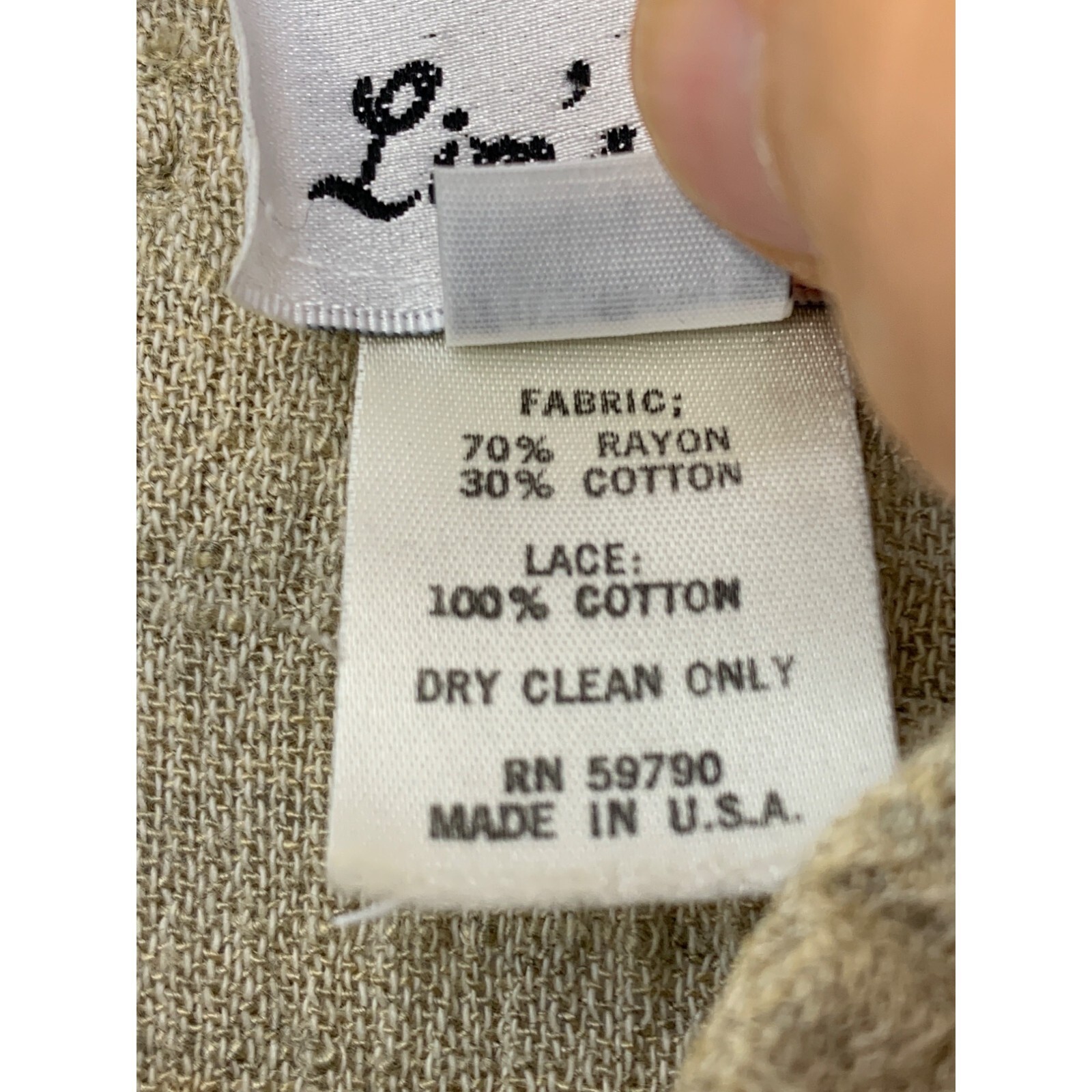 Rare Womens Lim’s VTG 3 Piece Crochet Linen Pant Suit GrannyCore M/L USA 7158