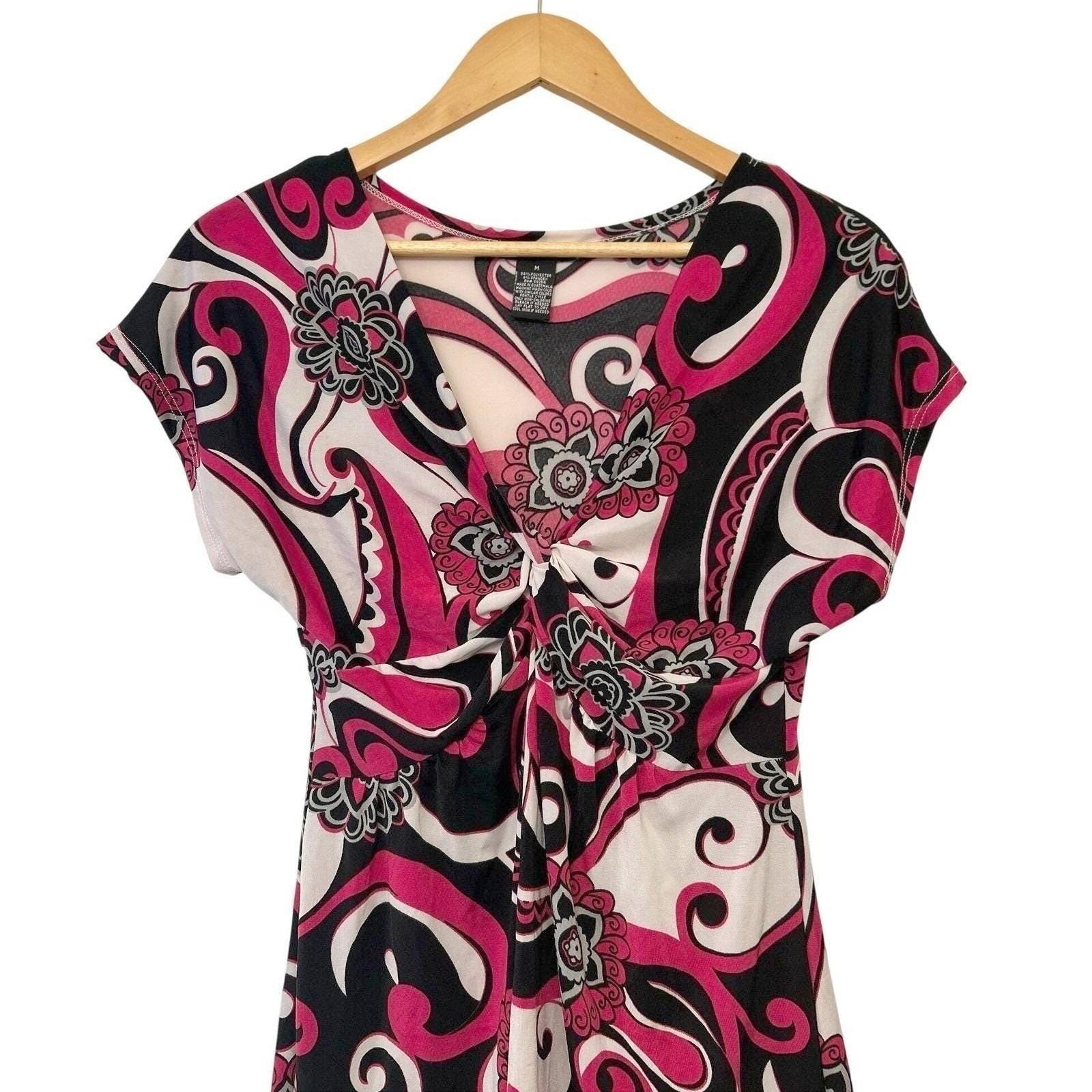 Vintage Y2K Statement Abstract Knot Front Semi Sheer Blouse M Cybergoth Top