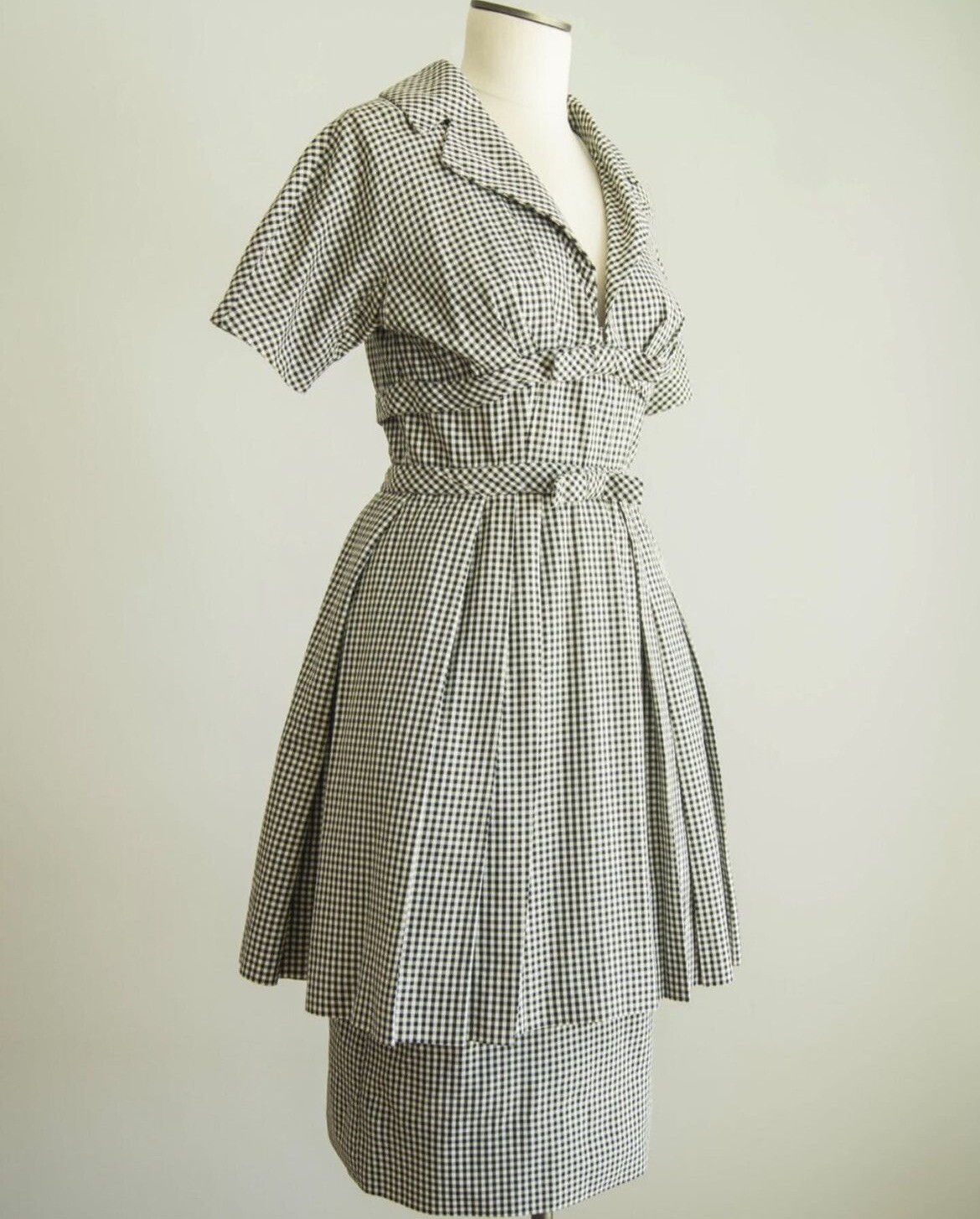 Monochromatic Midcentury Modern Marshall Field MCM 1950s Checkered Party Dress