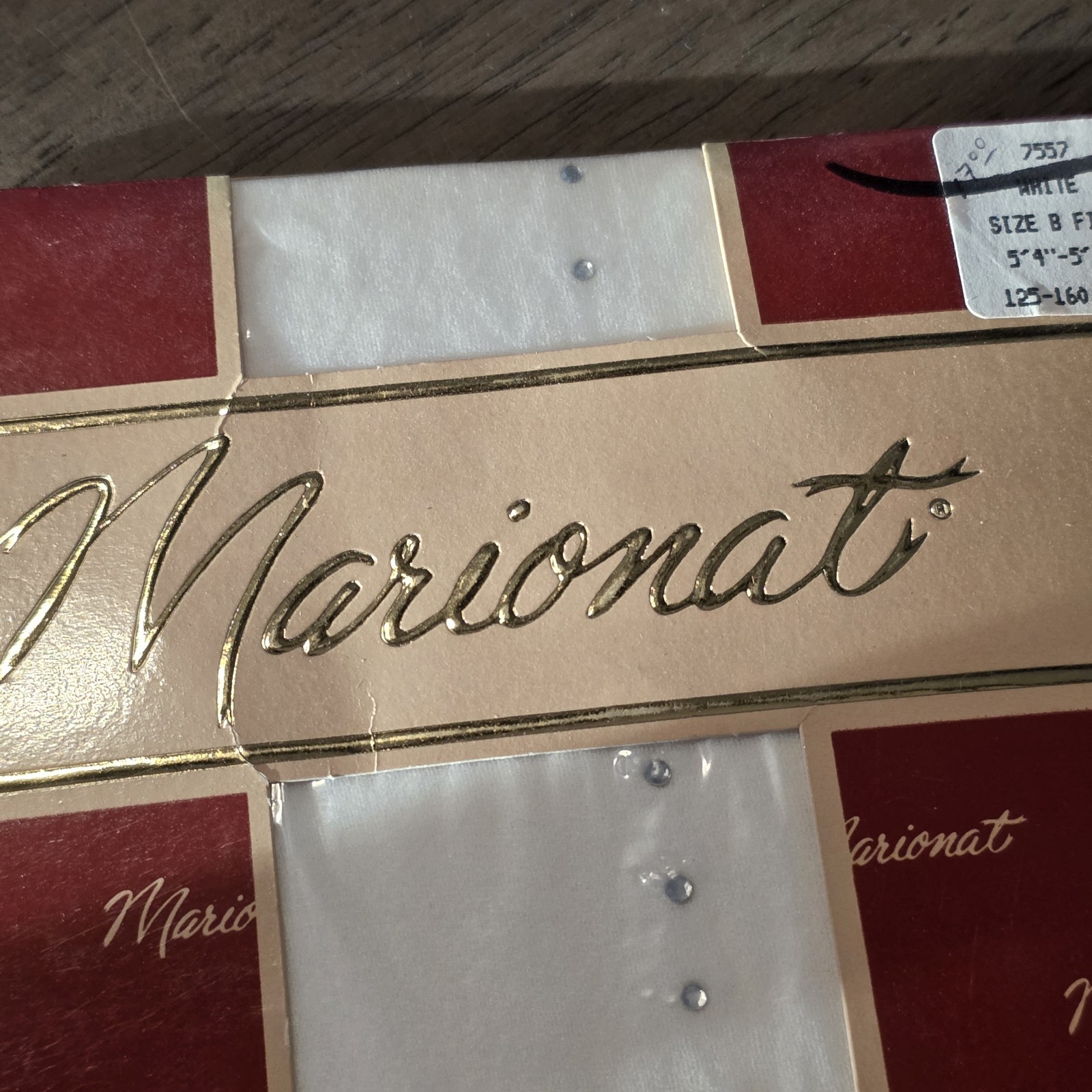 Vintage Pantyhose Marionat 1985 White Rhinestones Size B New Sealedl 7557